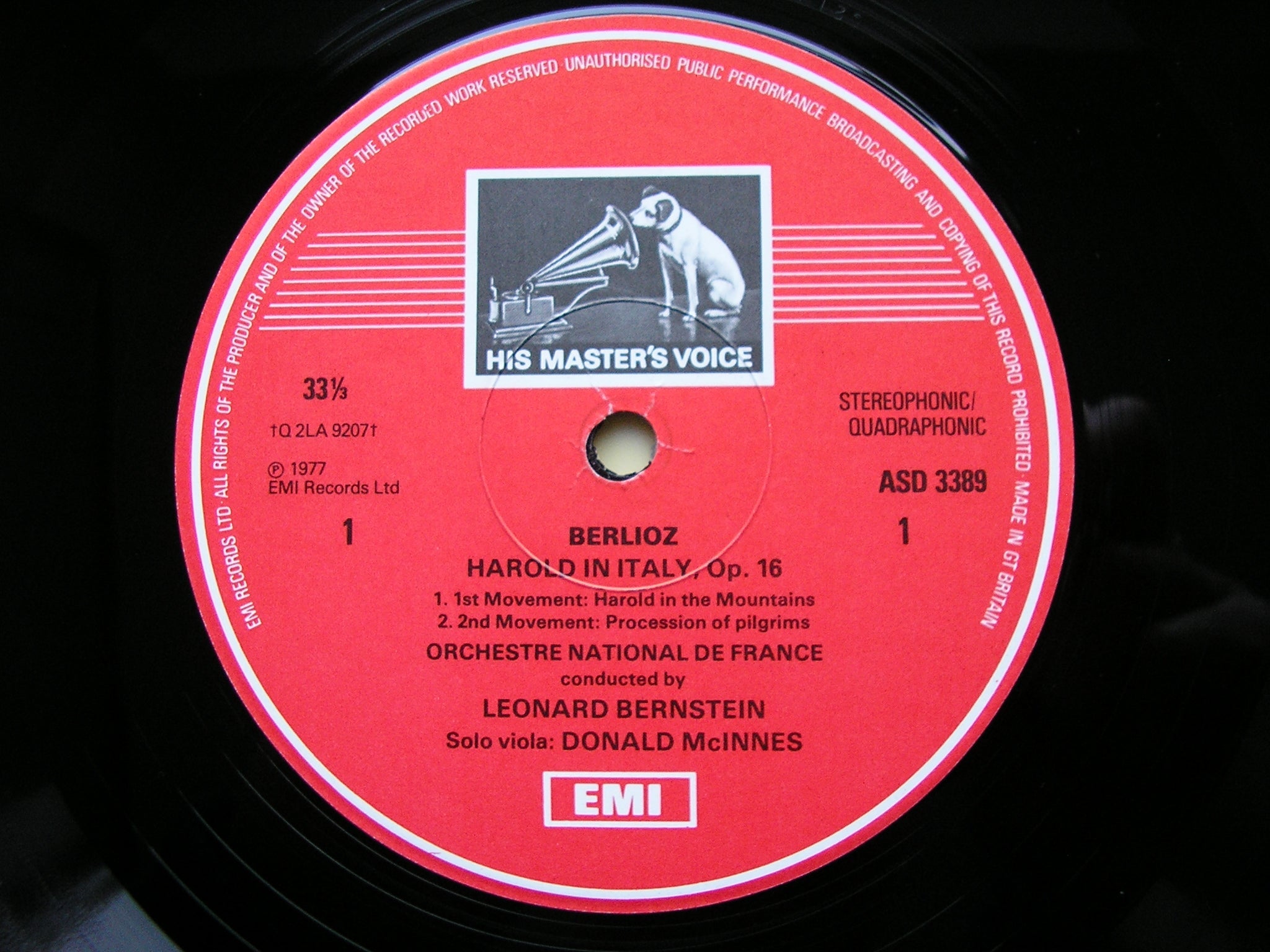 BERLIOZ: HAROLD IN ITALY   McINNES / FRENCH NATIONAL ORCHESTRA / LEONARD BERNSTEIN   ASD 3389