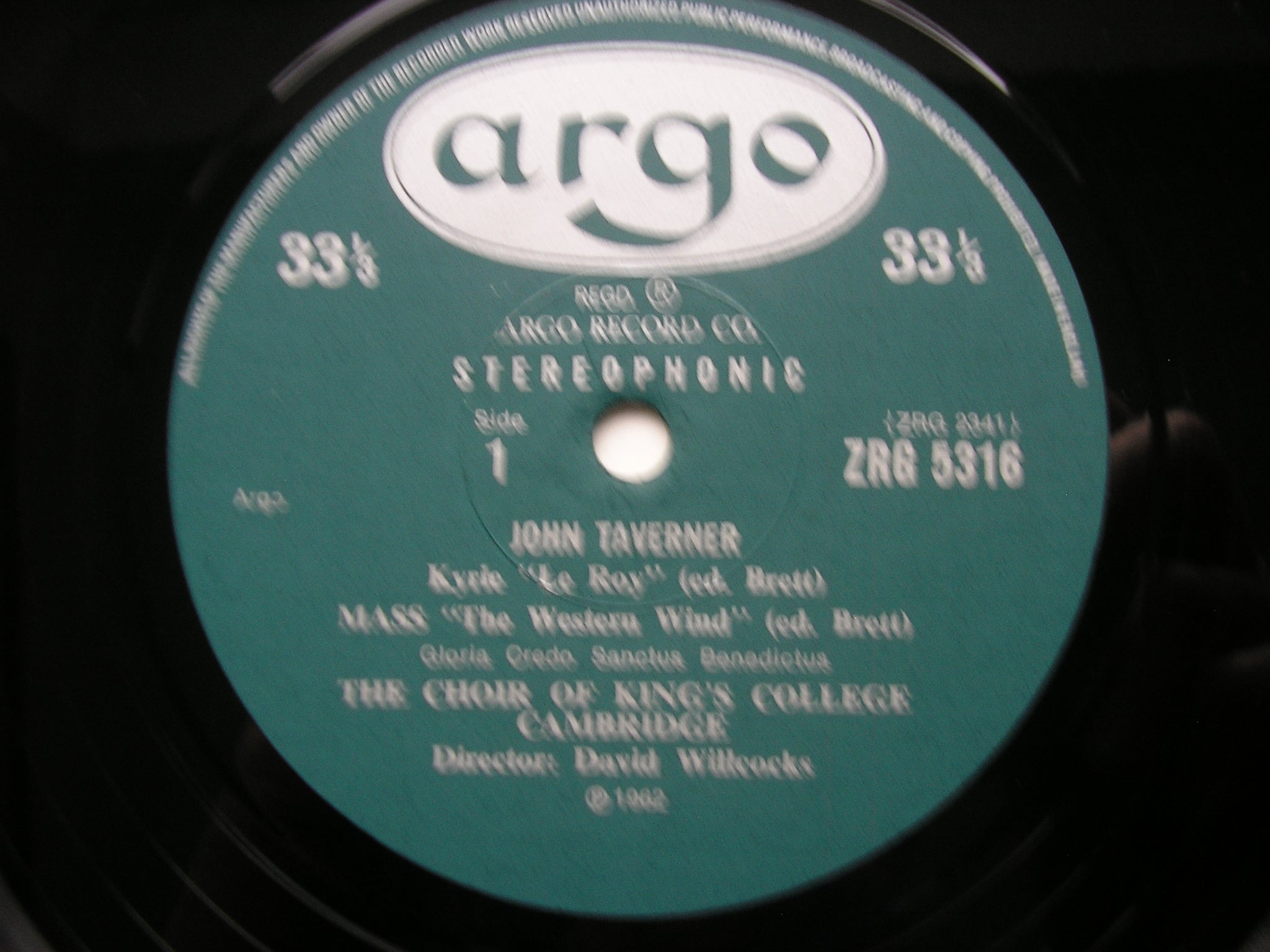 TAVERNER: MASS 'The Western Wind' / KYRIE       KING'S COLLEGE CHOIR, CAMBRIDGE / DAVID WILLCOCKS   ZRG 5316