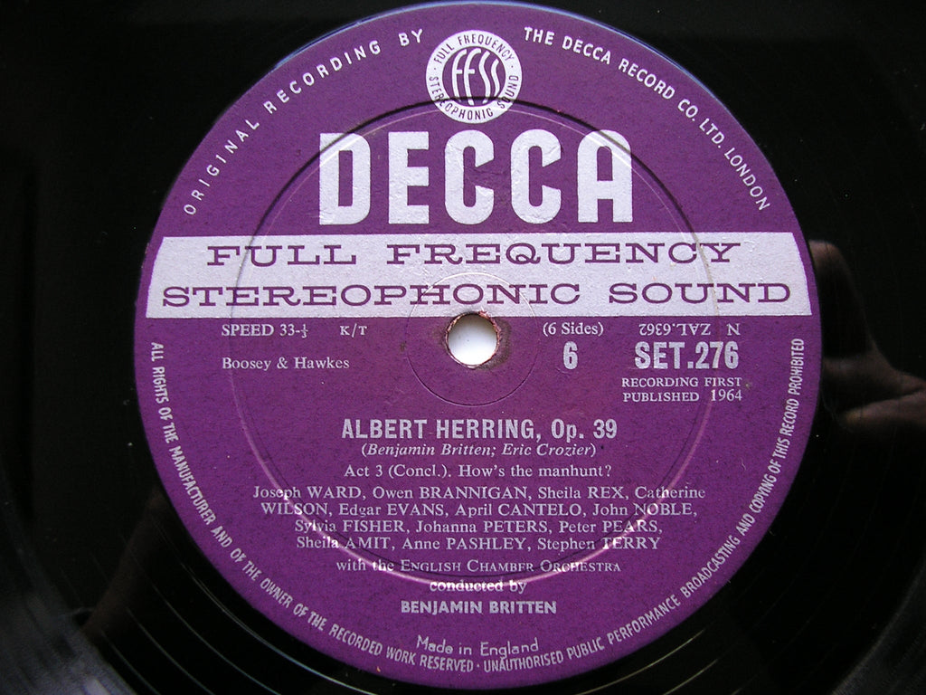 BRITTEN: ALBERT HERRING    SOLOISTS / ENGLISH CHAMBER ORCHESTRA / BRITTEN     3LP      SET 274 / 6