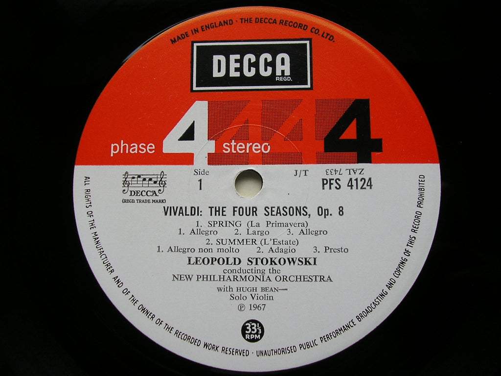 VIVALDI: THE FOUR SEASONS       BEAN / NEW PHILHARMONIA / STOKOWSKI      PFS 4124