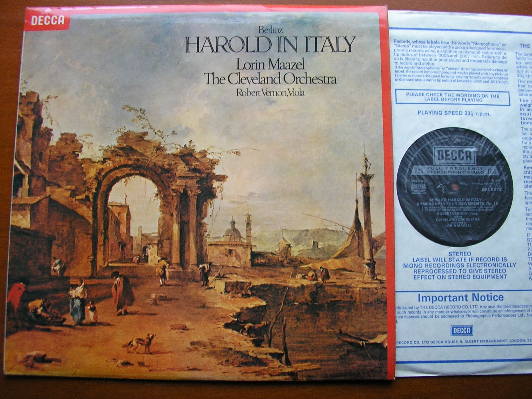 SXL 6873 BERLIOZ: HAROLD IN ITALY VERNON / CLEVELAND ORCHESTRA / MAAZEL