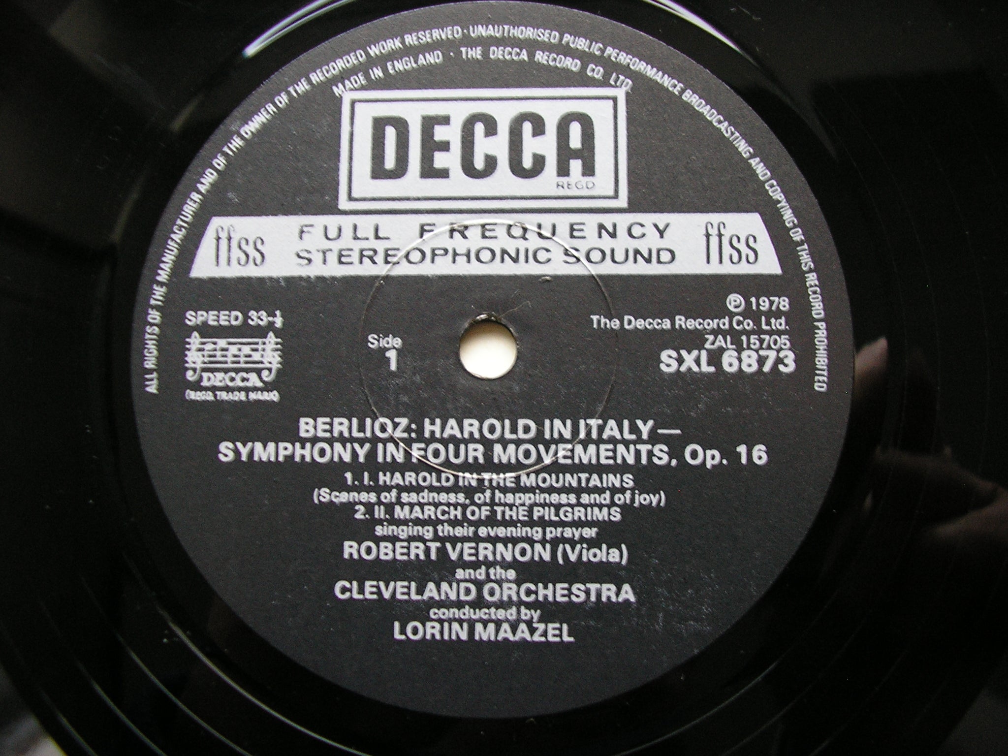 SXL 6873 BERLIOZ: HAROLD IN ITALY VERNON / CLEVELAND ORCHESTRA / MAAZEL
