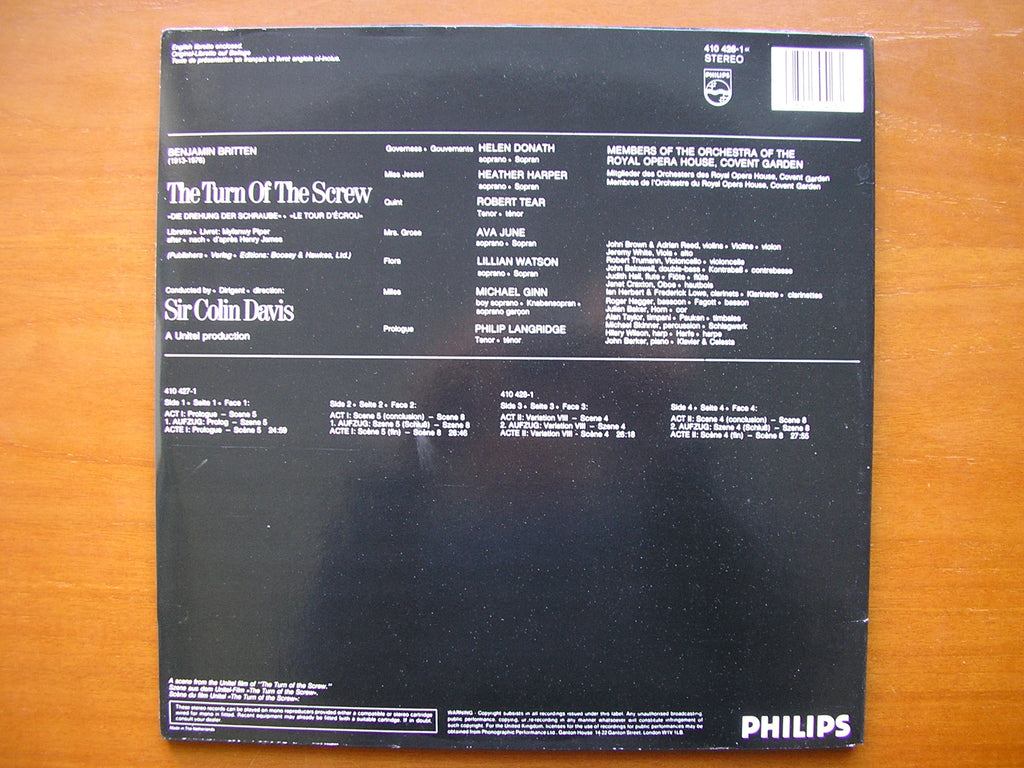 BRITTEN: THE TURN OF THE SCREW       SOLOISTS / OROHCG / DAVIS    2LP     410 426