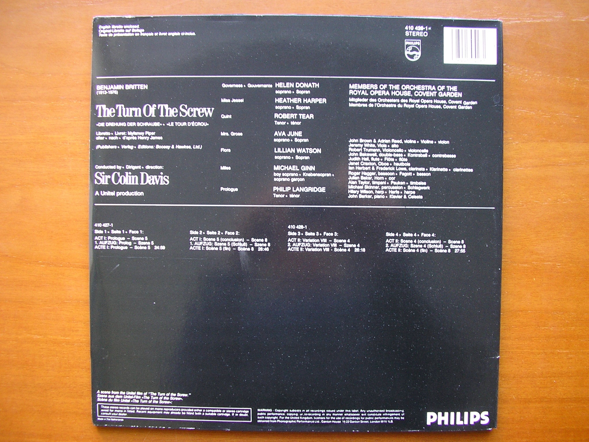 BRITTEN: THE TURN OF THE SCREW       SOLOISTS / OROHCG / DAVIS    2LP     410 426