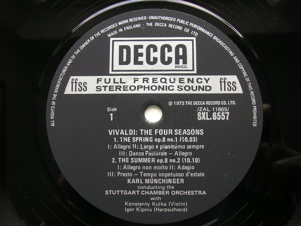 SXL 6557 VIVALDI: THE FOUR SEASONS KULKA / STUTTGART CHAMBER ORCHESTRA / MUNCHINGER