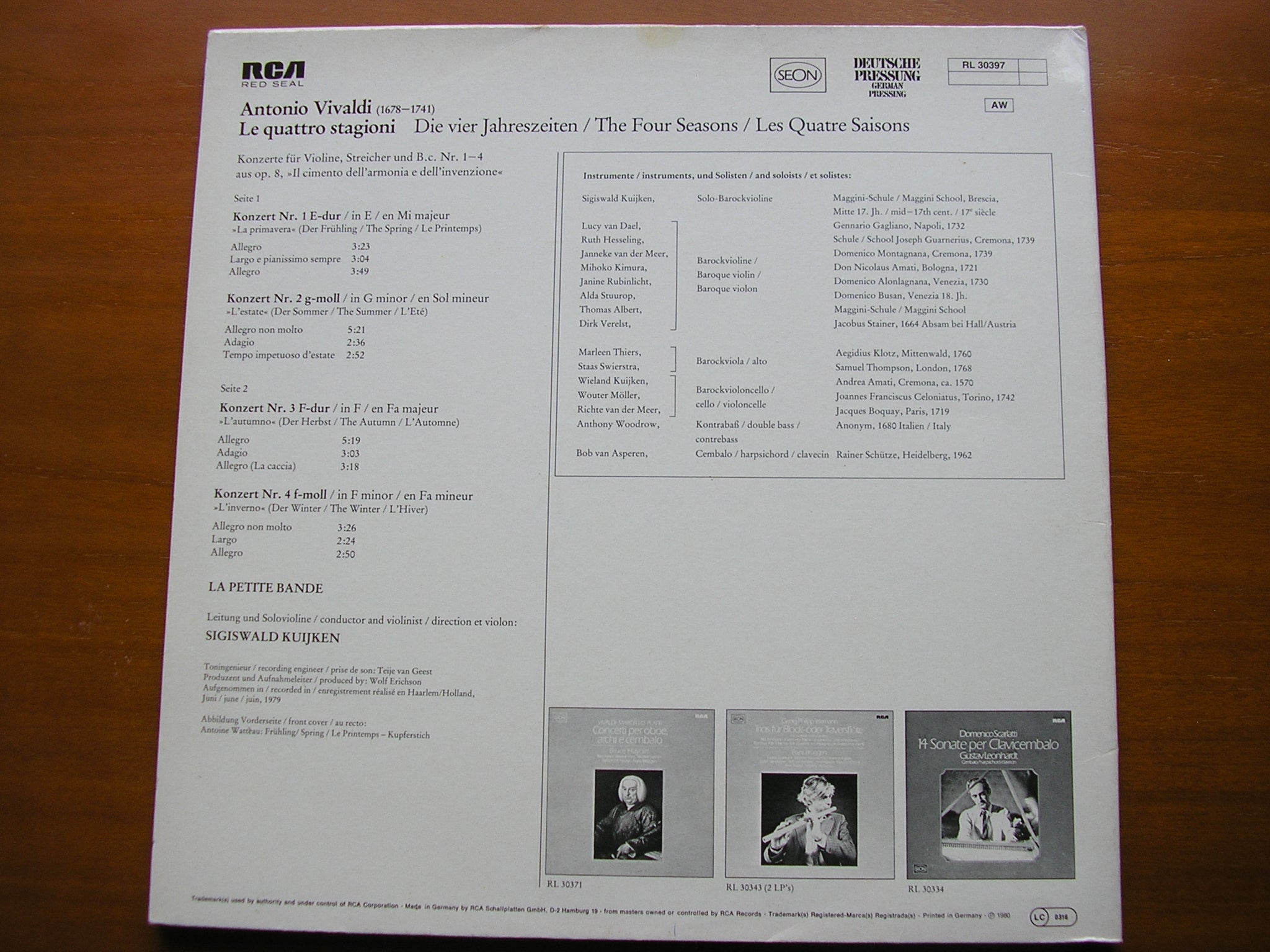 VIVALDI: THE FOUR SEASONS     LA PETITE BANDE / KUIJKEN      RL 30397