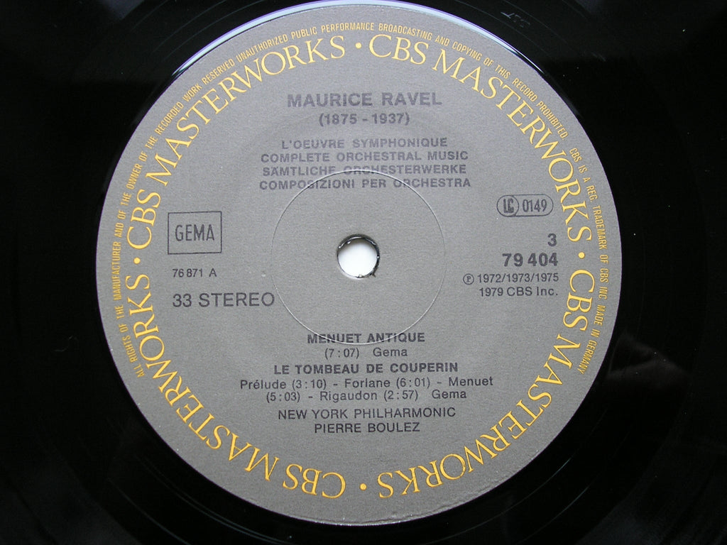 RAVEL: ORCHESTRAL MUSIC      PIERRE BOULEZ / CLEVELAND ORCHESTRA / NEW YORK PHILHARMONIC    4LP      79404