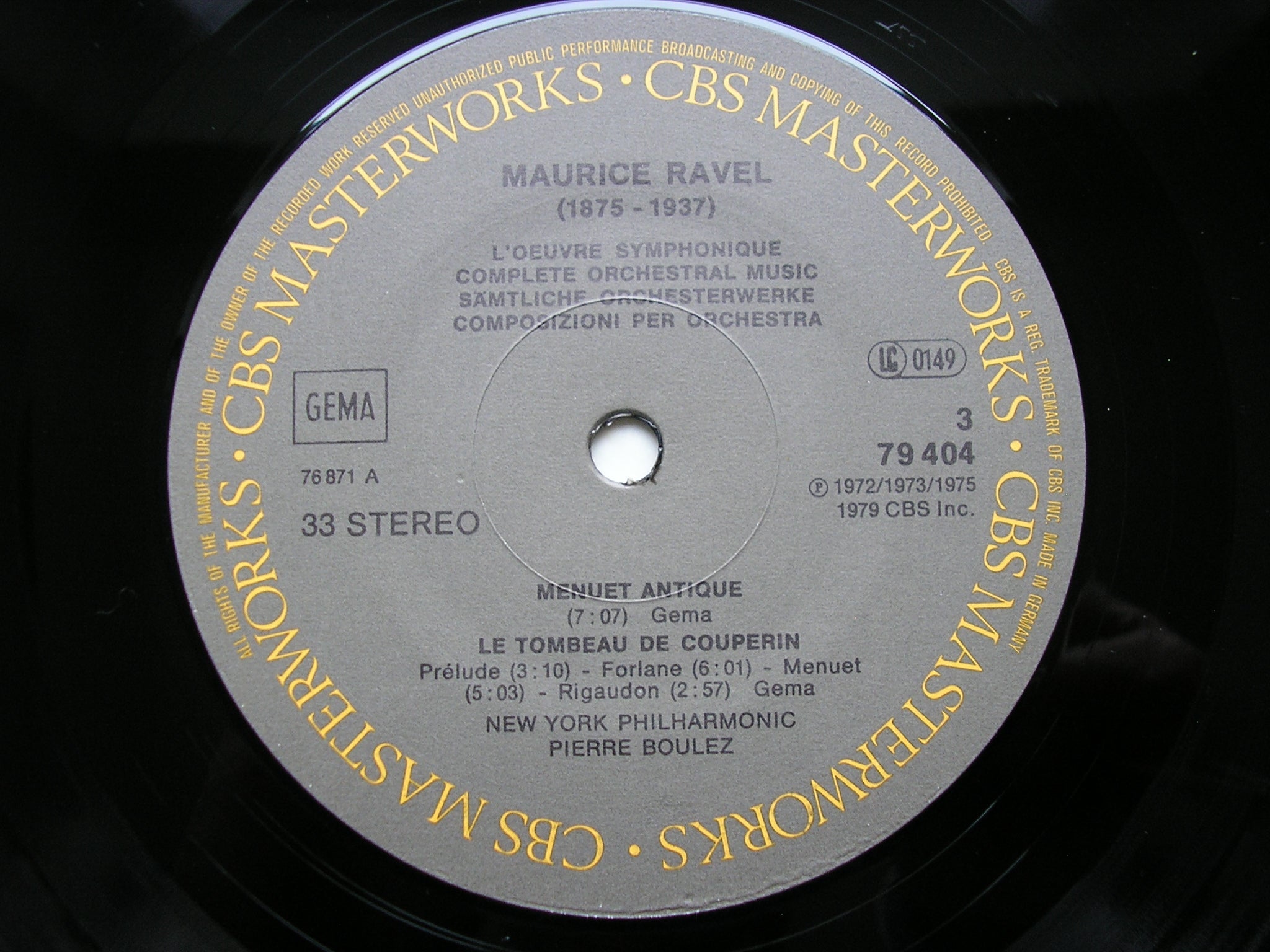 RAVEL: ORCHESTRAL MUSIC      PIERRE BOULEZ / CLEVELAND ORCHESTRA / NEW YORK PHILHARMONIC    4LP      79404