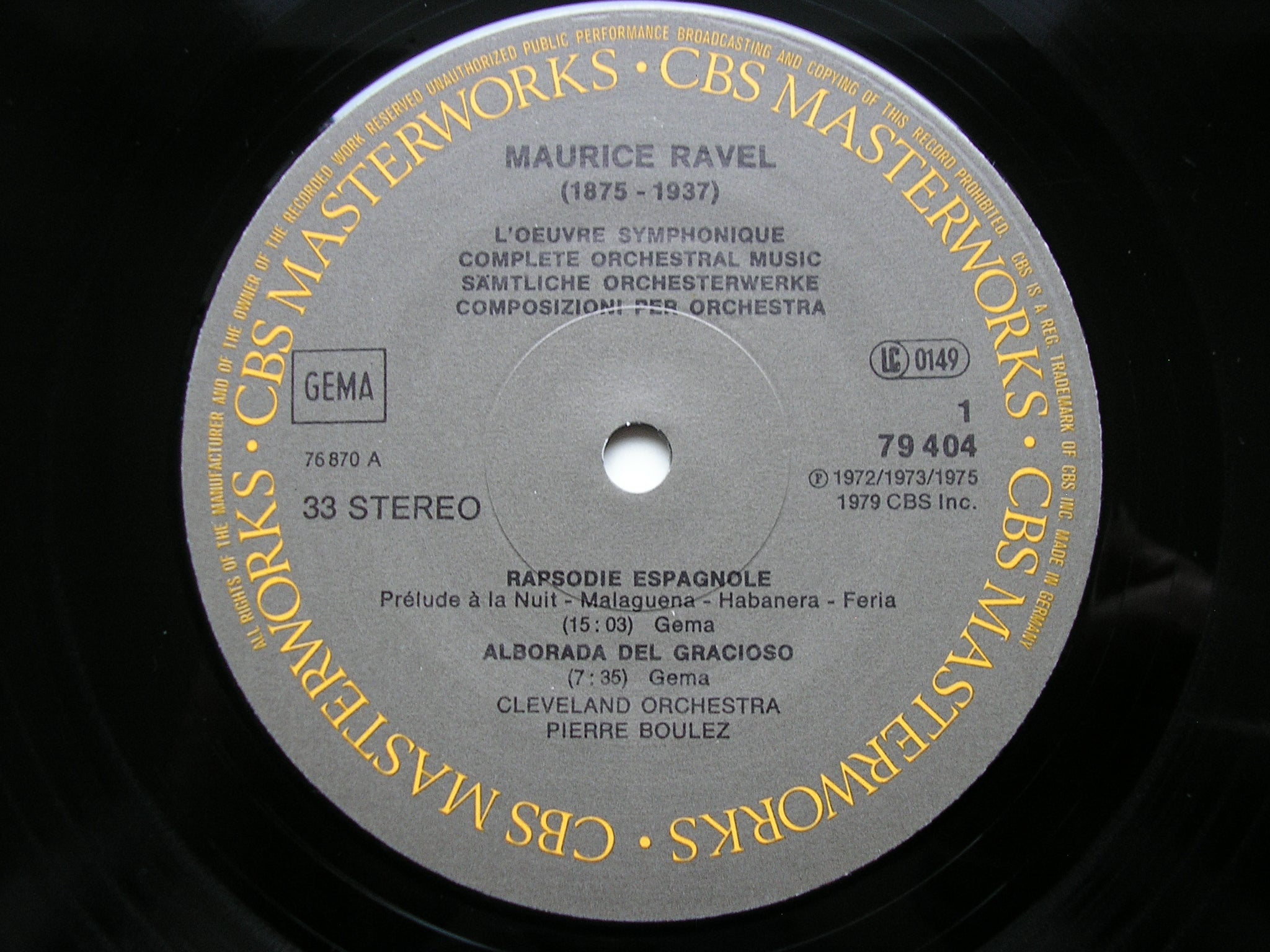 RAVEL: ORCHESTRAL MUSIC      PIERRE BOULEZ / CLEVELAND ORCHESTRA / NEW YORK PHILHARMONIC    4LP      79404