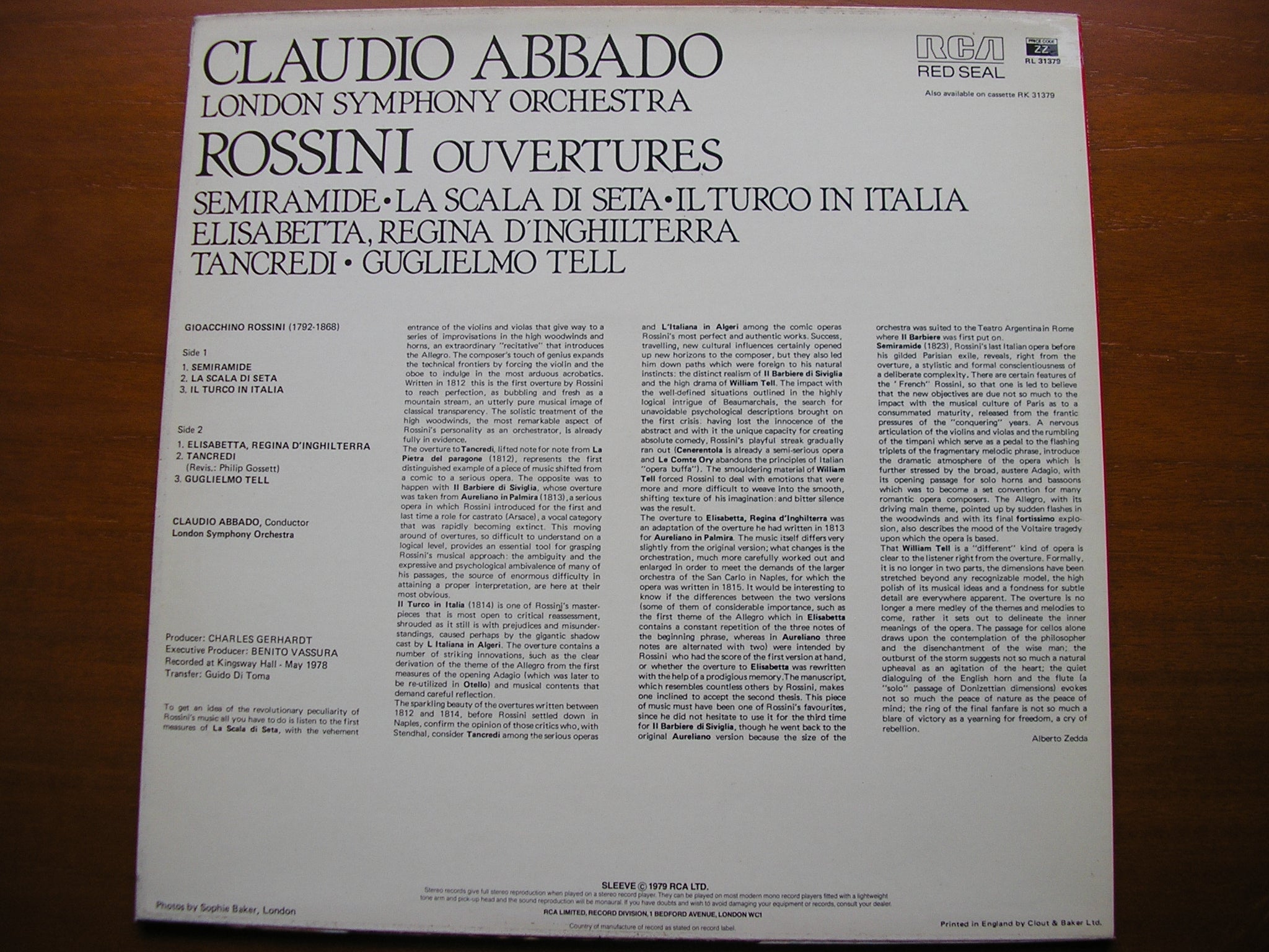 ROSSINI: SIX OVERTURES      ABBADO / LONDON SYMPHONY ORCHESTRA   RL 31379