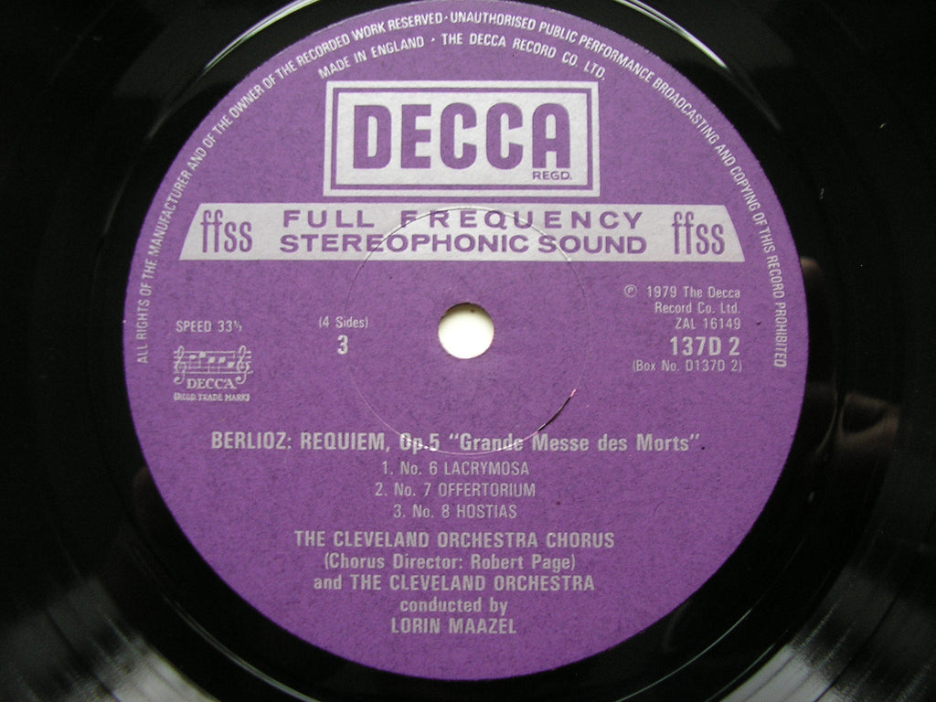 BERLIOZ: REQUIEM      RIEGEL / CLEVELAND ORCHESTRA & CHORUS / MAAZEL   2LP    D137D2