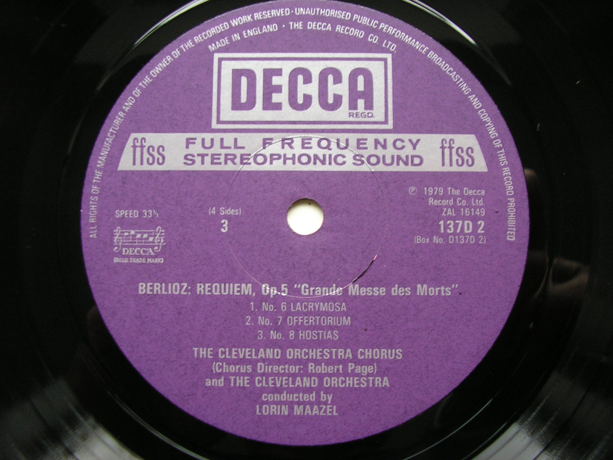 BERLIOZ: REQUIEM      RIEGEL / CLEVELAND ORCHESTRA & CHORUS / MAAZEL   2LP    D137D2