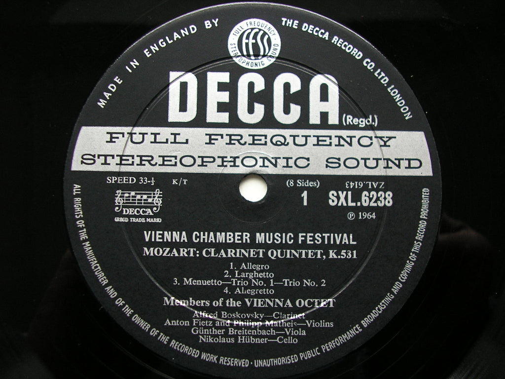 SXL 6238/41  VIENNA CHAMBER MUSIC FESTIVAL: MOZART / HAYDN / SCHUBERT / BEETHOVEN     4LP      ED2