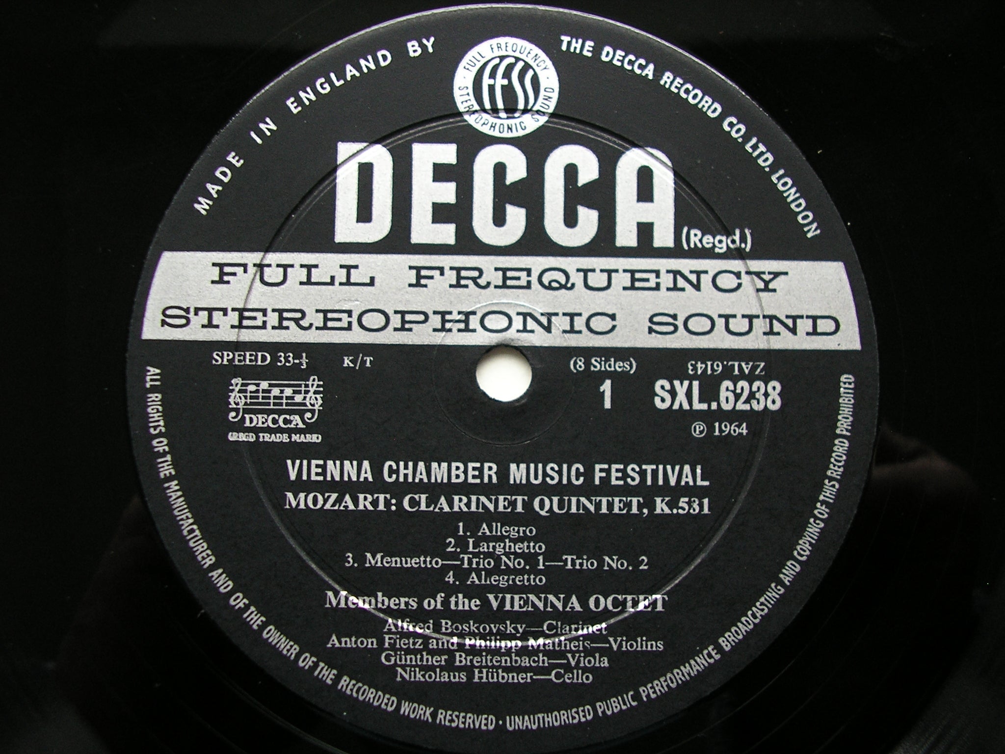 SXL 6238/41  VIENNA CHAMBER MUSIC FESTIVAL: MOZART / HAYDN / SCHUBERT / BEETHOVEN     4LP      ED2