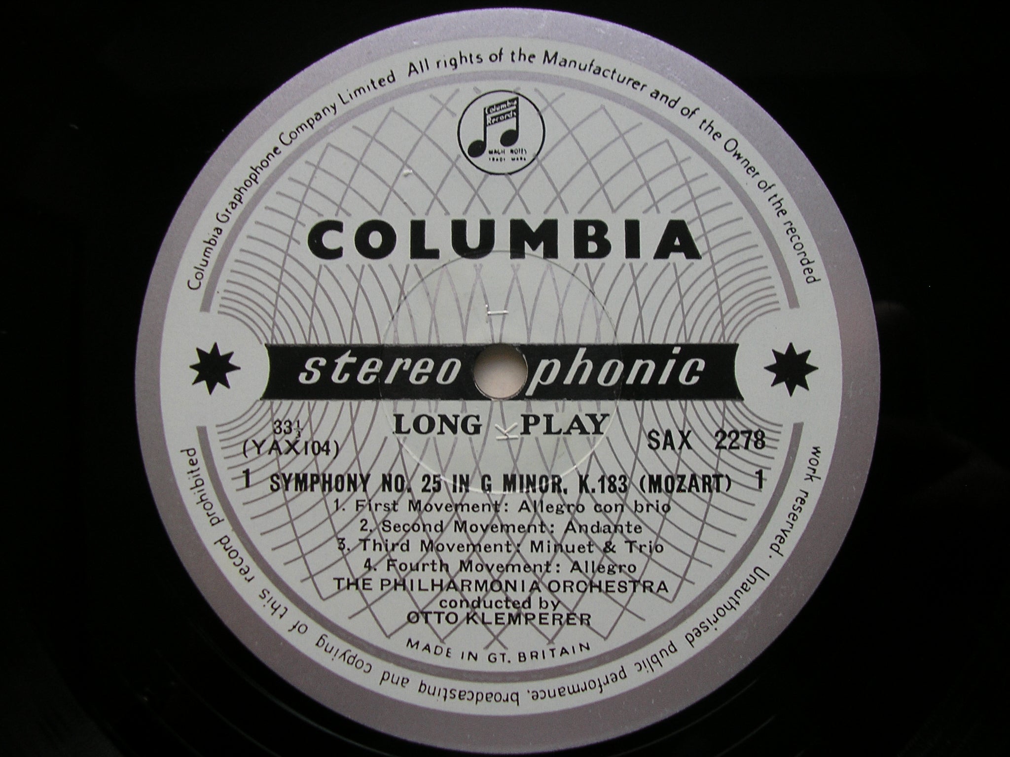 MOZART: SYMPHONIES Nos. 25 & 40      KLEMPERER / PHILHARMONIA      SAX 2278
