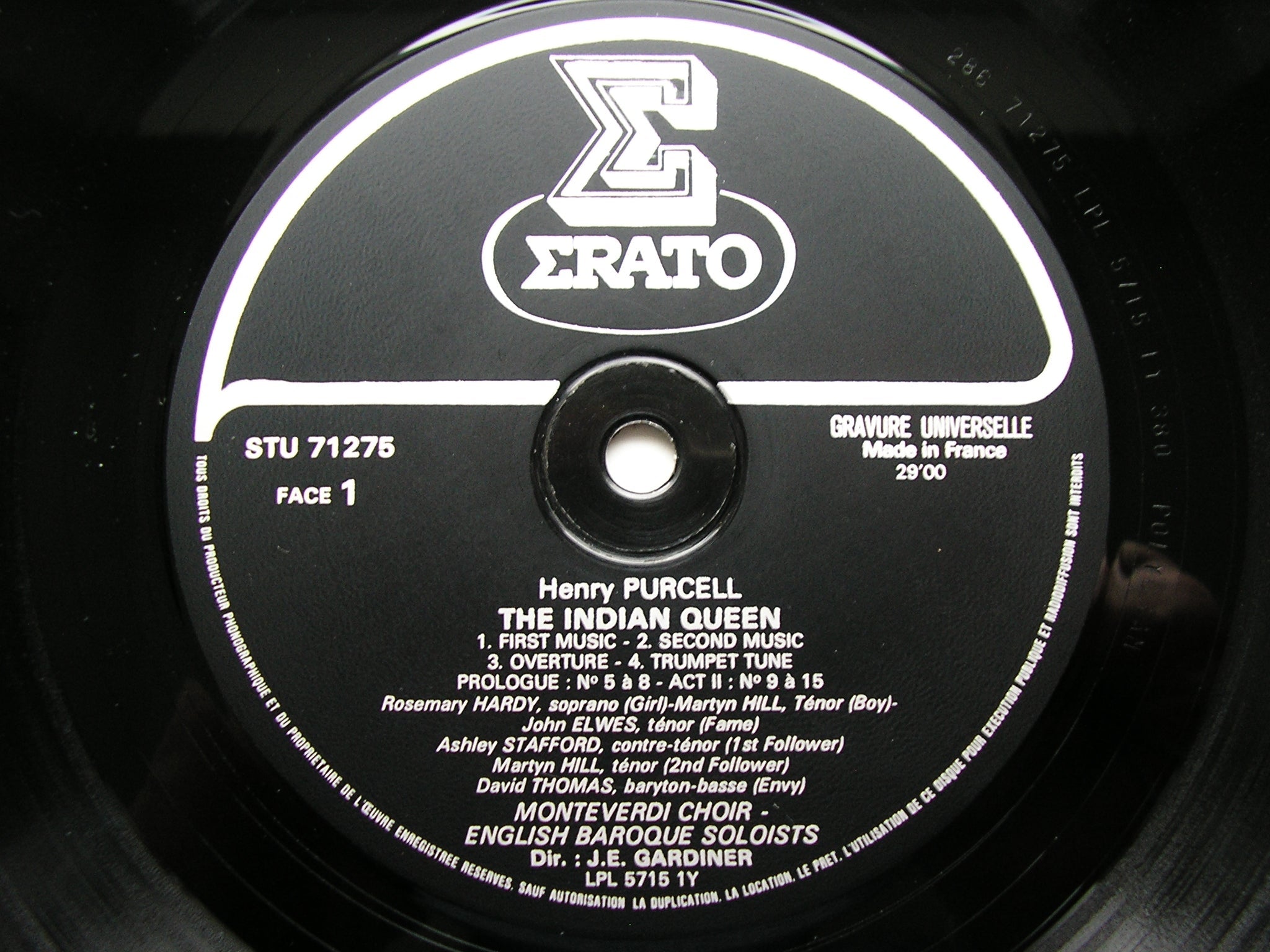 PURCELL: THE INDIAN QUEEN  (1695)       SOLOISTS / ENGLISH BAROQUE SOLOISTS / GARDINER     STU 71275