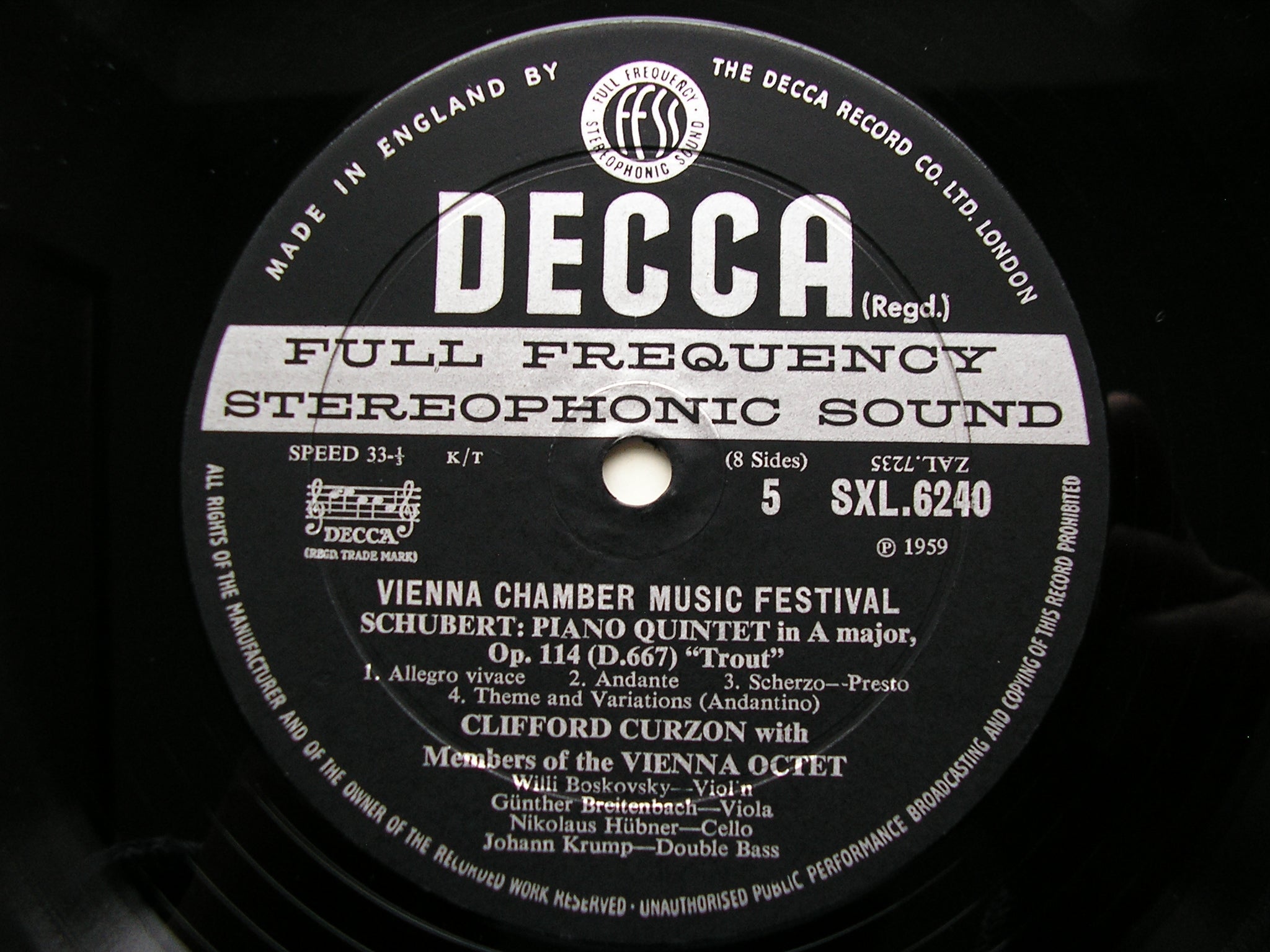 SXL 6238/41  VIENNA CHAMBER MUSIC FESTIVAL: MOZART / HAYDN / SCHUBERT / BEETHOVEN     4LP      ED2