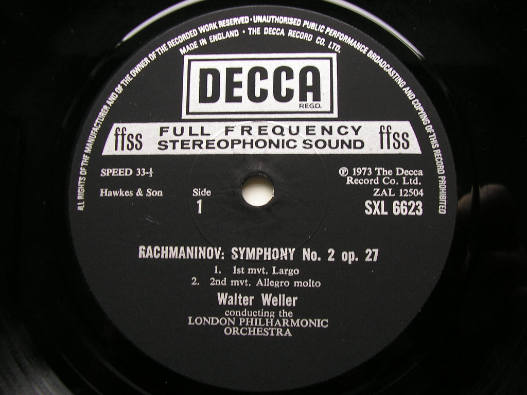 RACHMANINOV: SYMPHONY No. 2     WELLER / LONDON PHILHARMONIC      SXL 6623