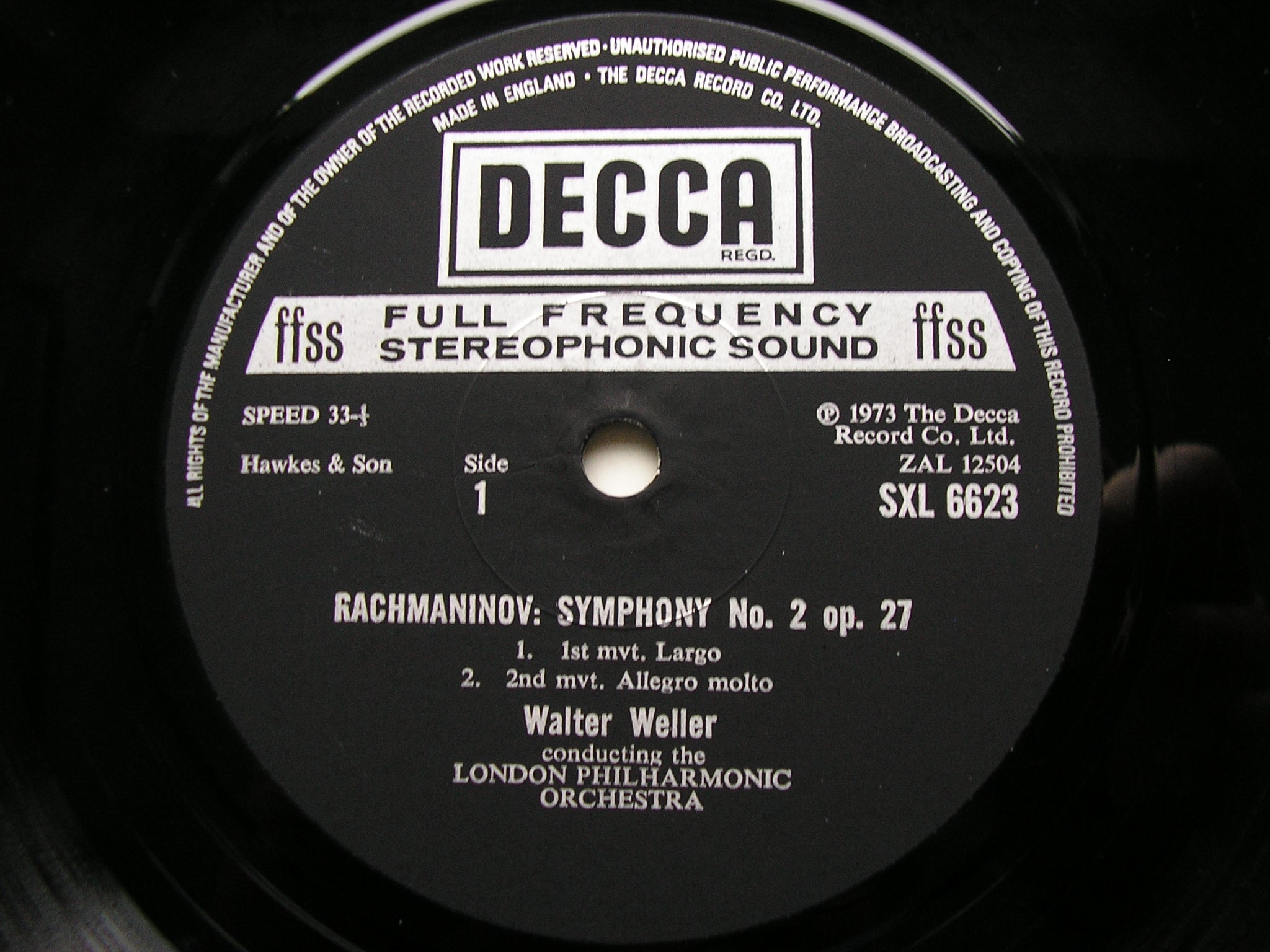 RACHMANINOV: SYMPHONY No. 2     WELLER / LONDON PHILHARMONIC      SXL 6623