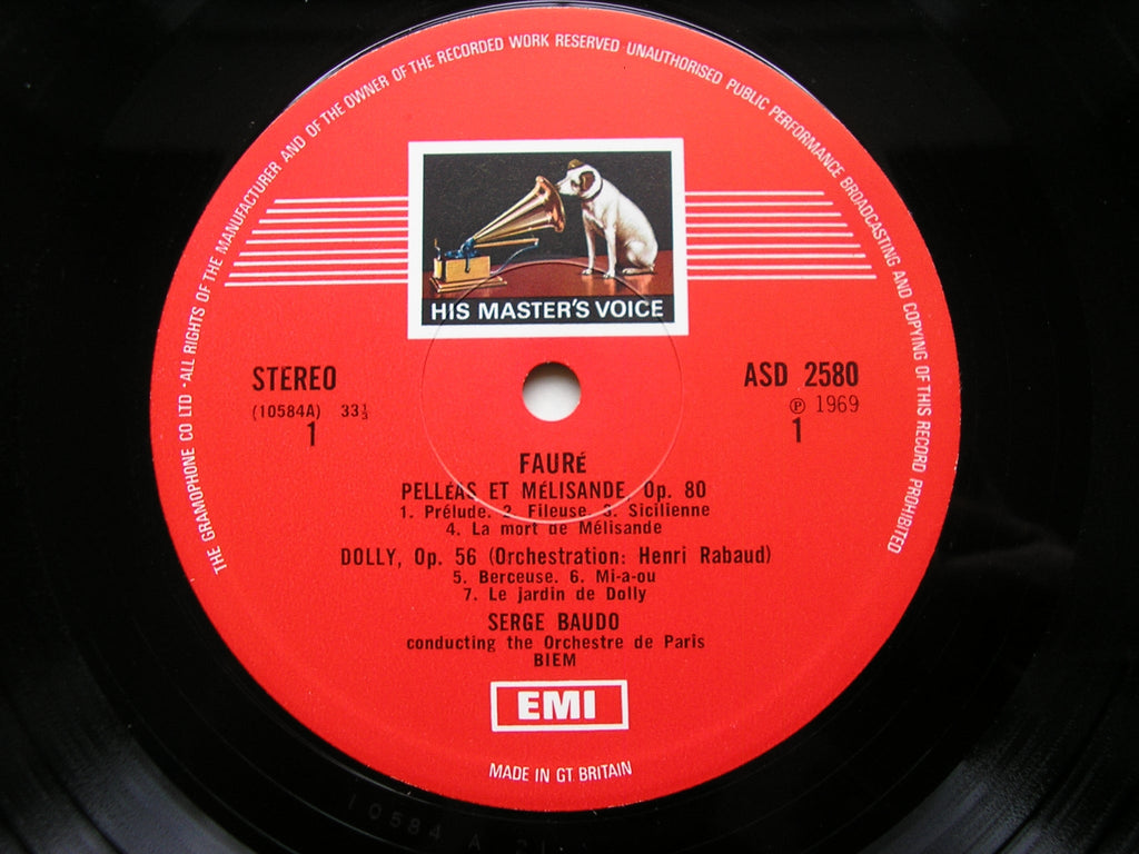 FAURE: PELLEAS & MELISANDE / MASQUES ET BERGAMASQUES / DOLLY     ORCHESTRE DE PARIS / BAUDO      ASD 2580