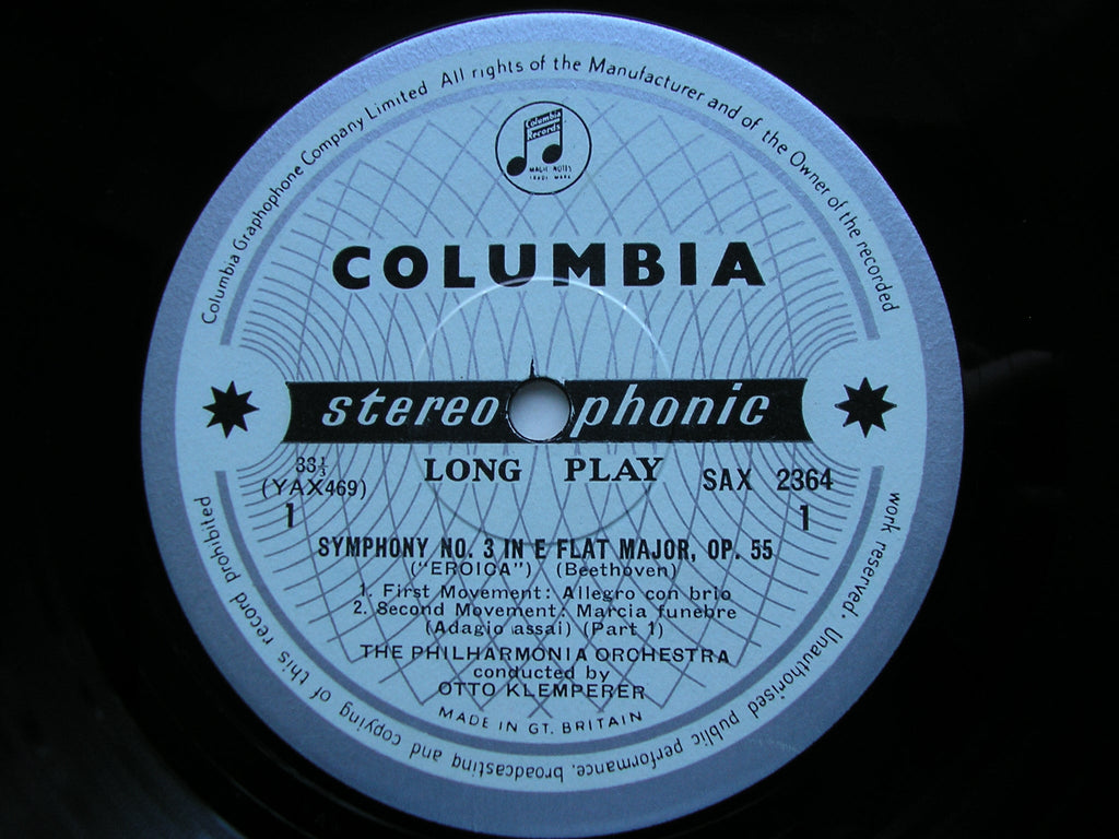 SAX 2364  BEETHOVEN: SYMPHONY No. 3 'Eroica'      KLEMPERER / PHILHARMONIA