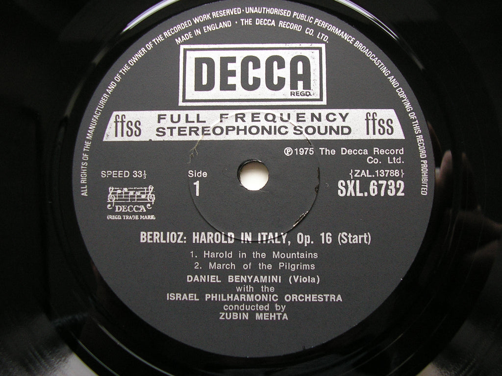 SXL 6732 BERLIOZ: HAROLD IN ITALY BENYAMINI / ISRAEL PHILHARMONIC / MEHTA