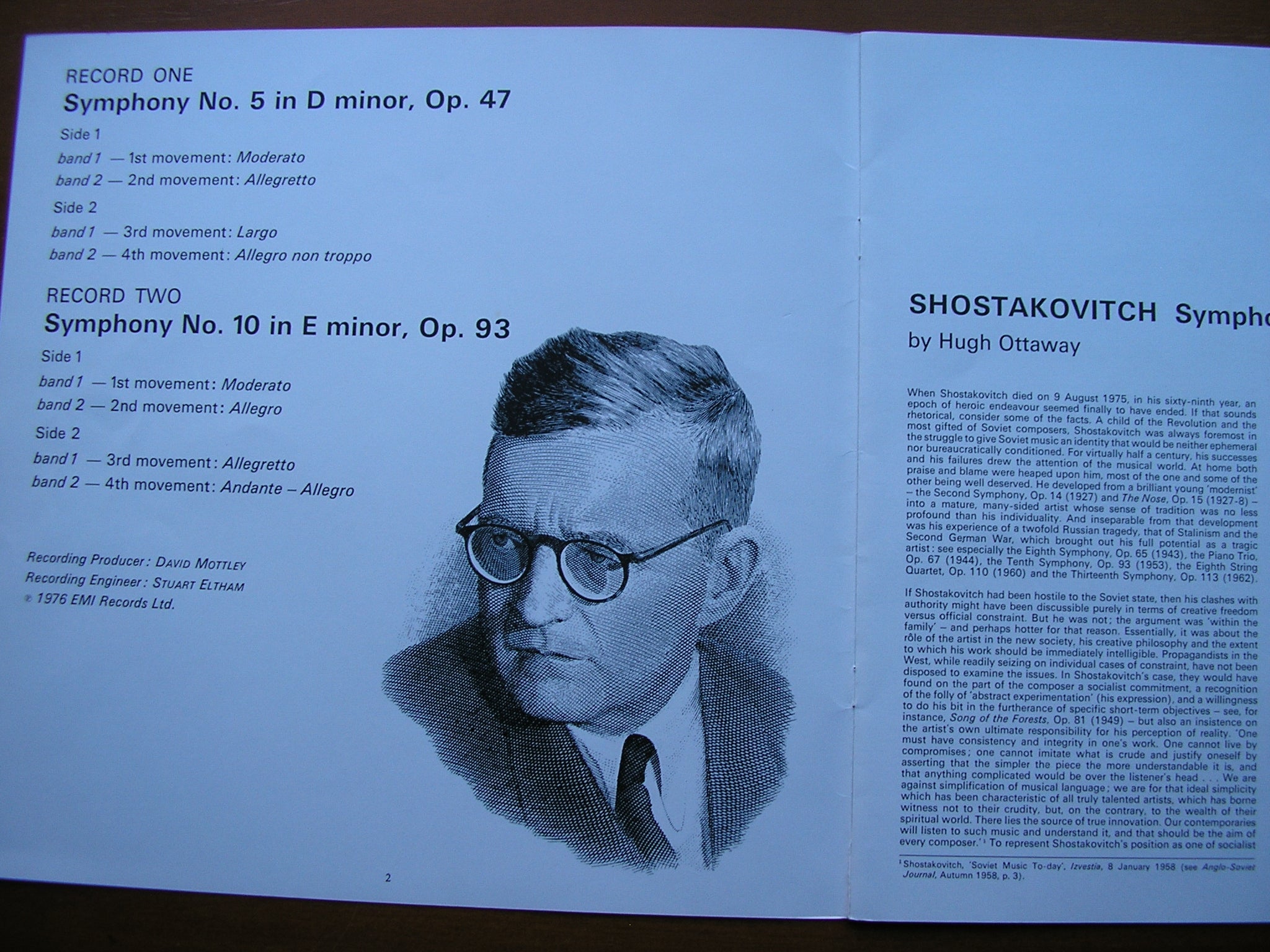 SHOSTAKOVICH: SYMPHONIES Nos. 5 & 10       BERGLUNG / BOURNEMOUTH SYMPHONY   2LP      SLS 5044