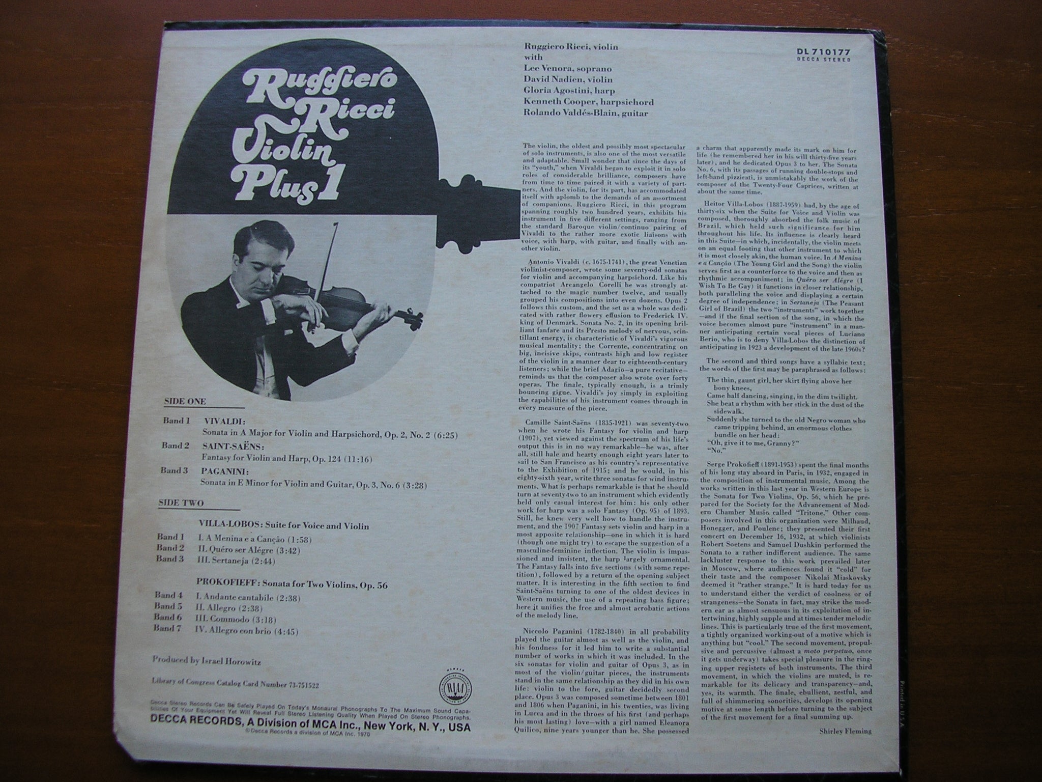SAINT-SAENS / PROKOFIEV / VIVALDI / VILLA LOBOS / PAGANINI: VIOLIN + ONE     RICCI / SOLOISTS     DL 710177