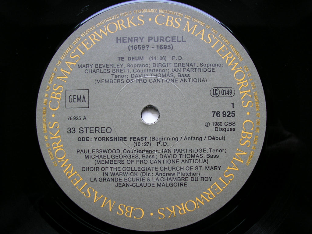PURCELL: TE DEUM / ODE: YORKSHIRE FEAST    SOLOISTS / LA GRANDE ECURIE ET LA CHAMBRE DU ROY / MALGOIRE     76925