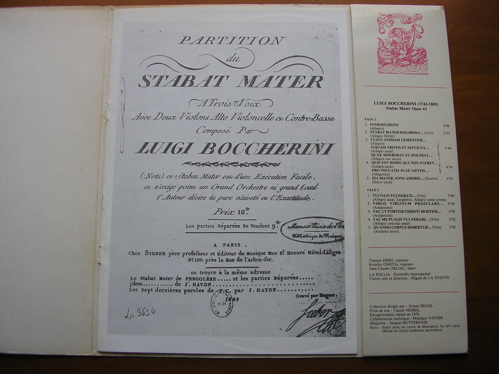 BOCCHERINI: STABAT MATER   SOLOISTS / LA FOLLIA / FUENTE      ARN 38500