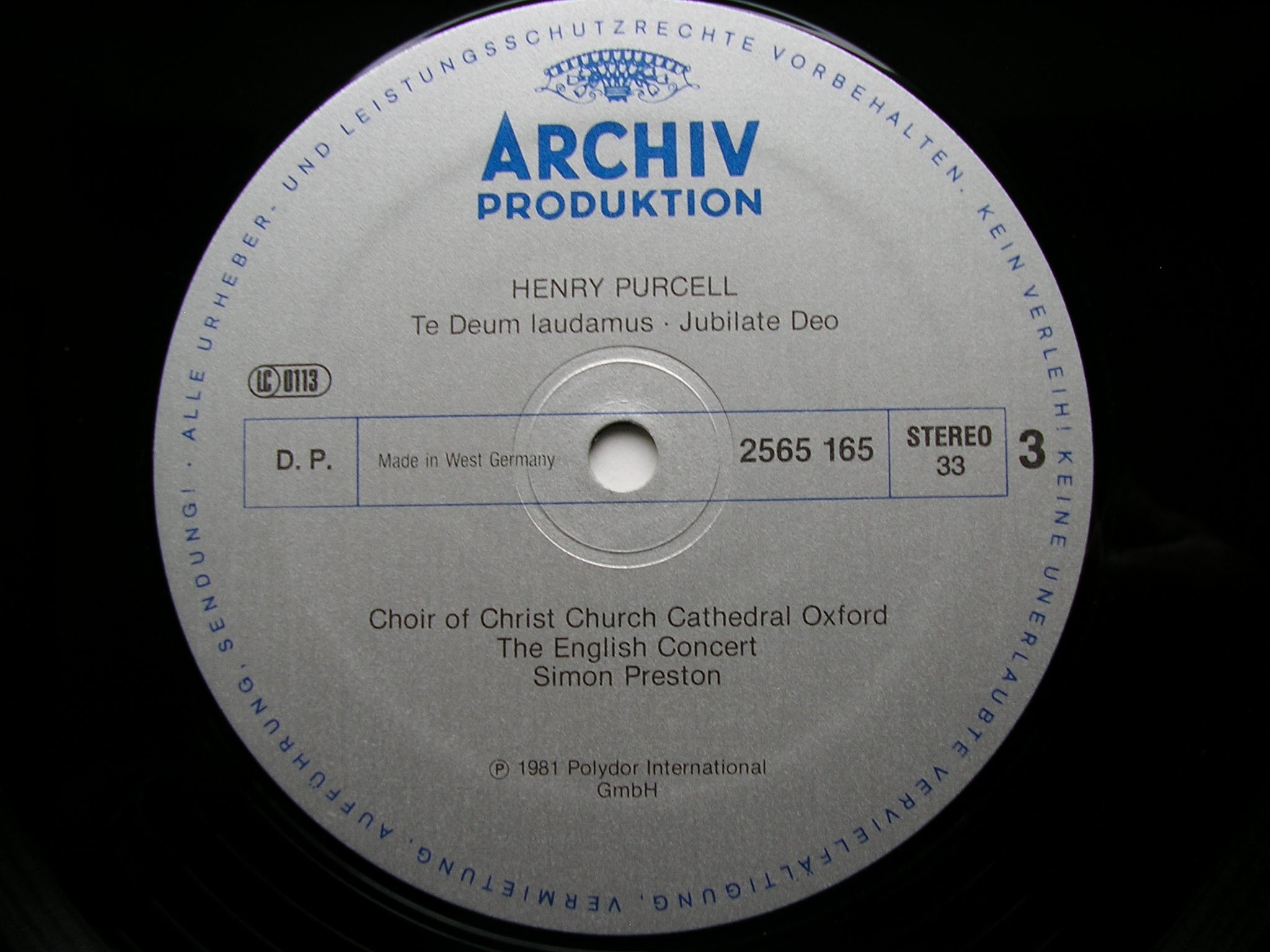 PURCELL: CHORAL WORKS     CHRIST CHURCH CATHEDRAL CHOIR / THE ENGLISH CONCERT / PRESTON      3LP     2723 076
