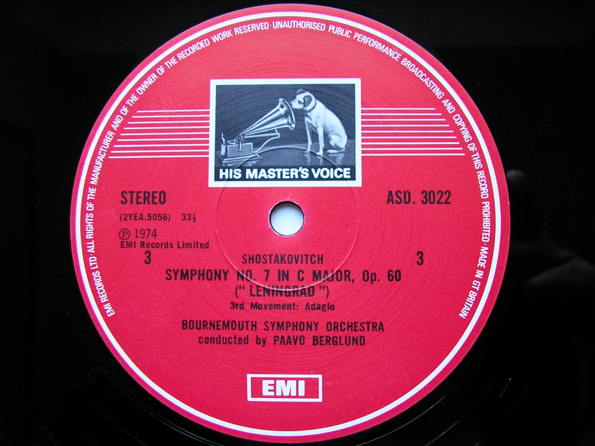 SHOSTAKOVICH: SYMPHONY No. 7 'Leningrad'       BERGLUND / BOURNEMOUTH SYMPHONY     2LP     SLS 897