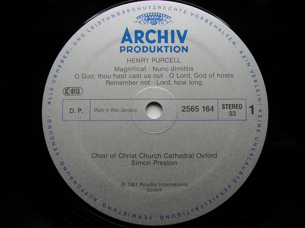 PURCELL: CHORAL WORKS     CHRIST CHURCH CATHEDRAL CHOIR / THE ENGLISH CONCERT / PRESTON      3LP     2723 076