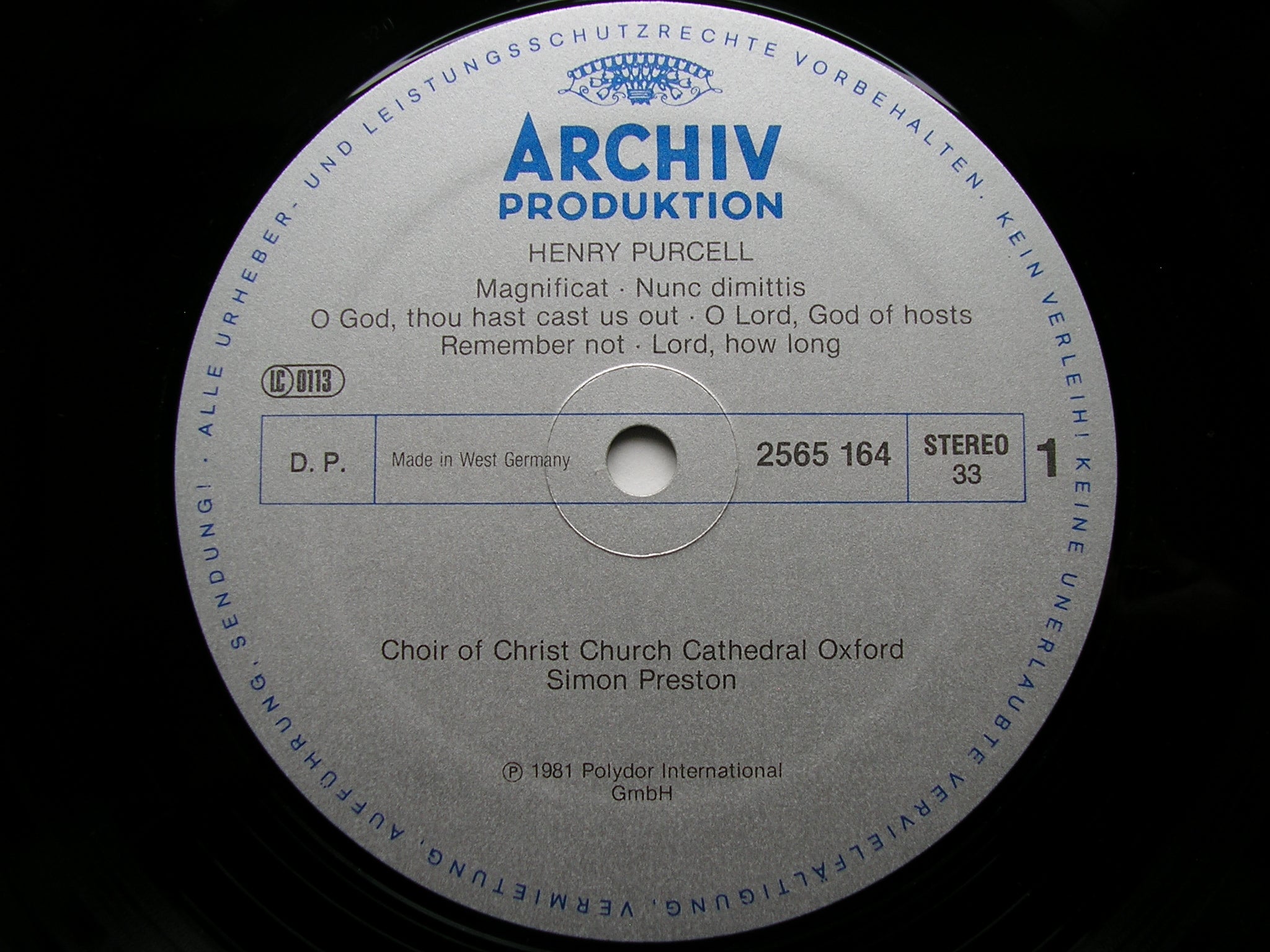 PURCELL: CHORAL WORKS     CHRIST CHURCH CATHEDRAL CHOIR / THE ENGLISH CONCERT / PRESTON      3LP     2723 076