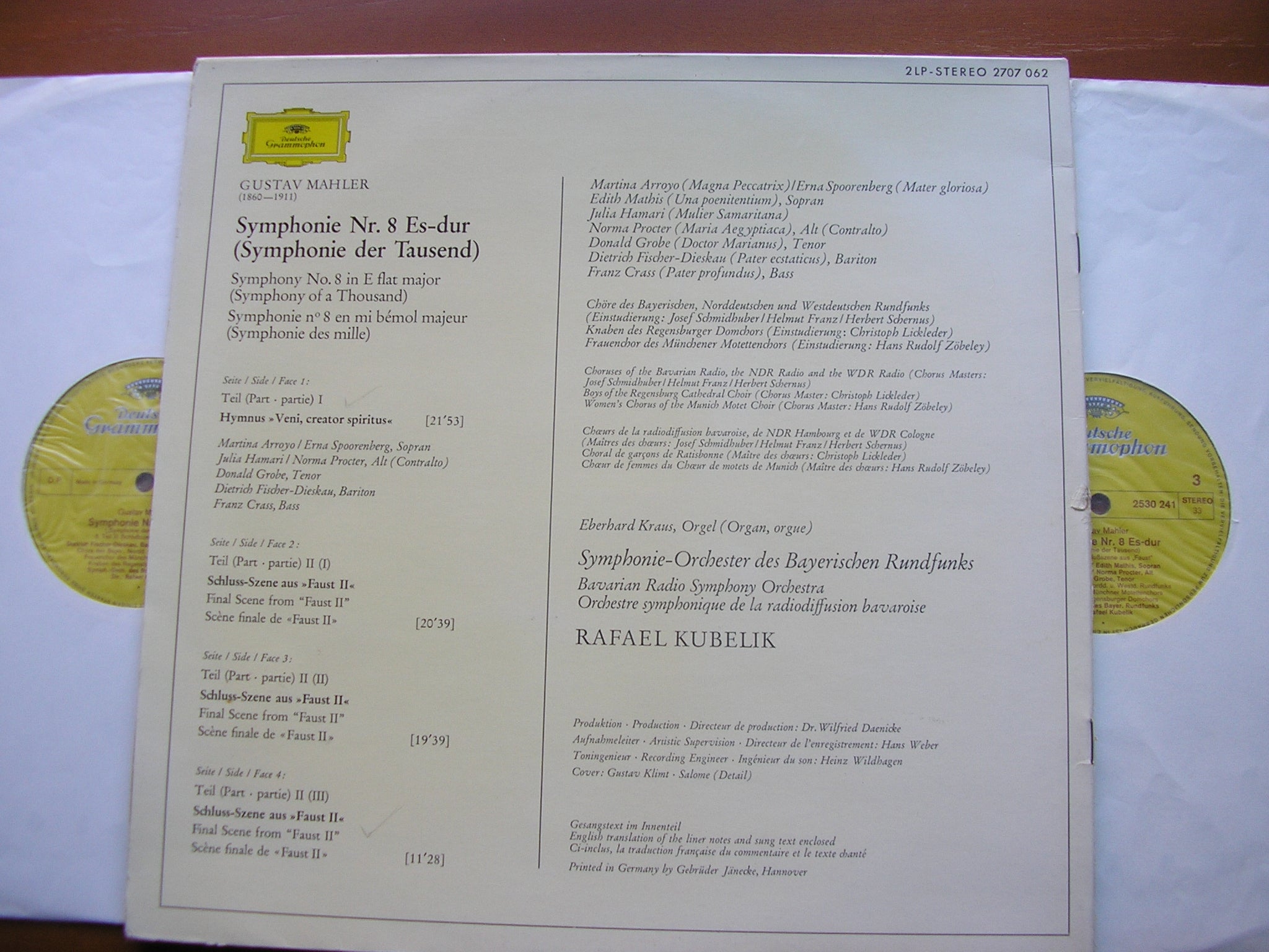 MAHLER: SYMPHONY No. 8     SOLOISTS / BAVARIAN RADIO SYMPHONY / KUBELIK     2707 062