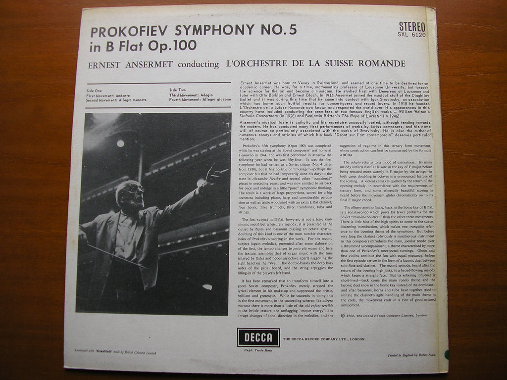 SXL 6120 PROKOFIEV: SYMPHONY No. 5 ANSERMET / SUISSE ROMANDE