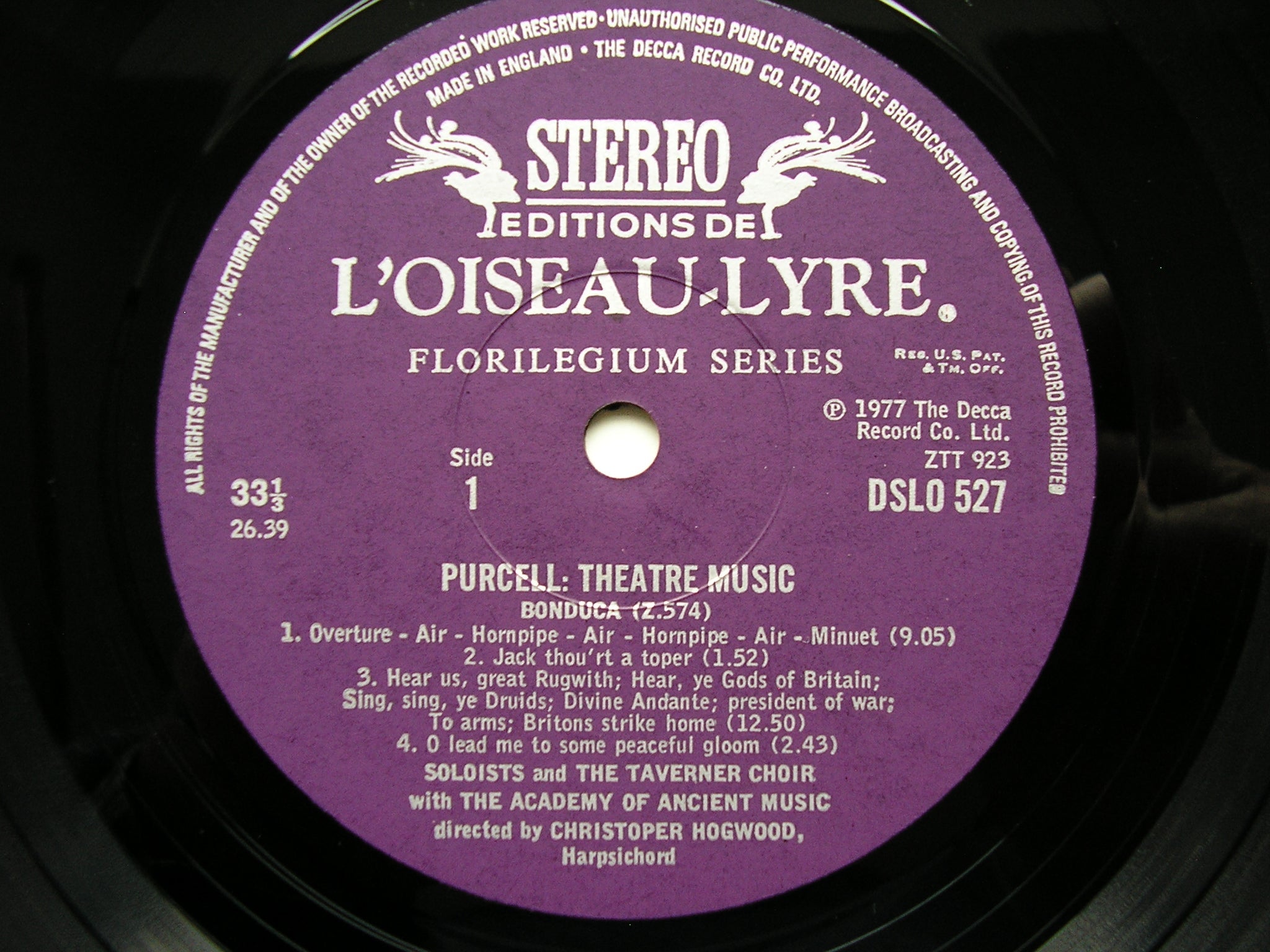 PURCELL: MUSIC FOR THE THEATRE  Volume 2      ACADEMY OF ANCIENT MUSIC / HOGWOOD     DSLO 527