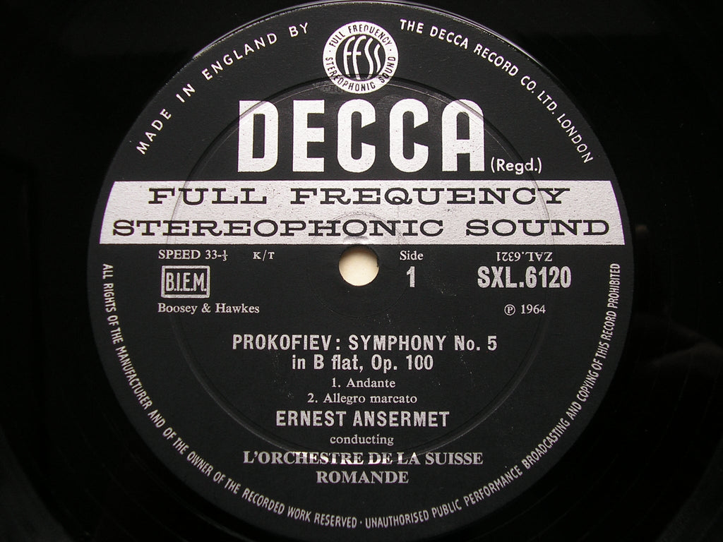 SXL 6120 PROKOFIEV: SYMPHONY No. 5 ANSERMET / SUISSE ROMANDE