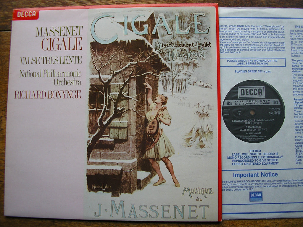 MASSENET: CIGALE / VALSE LENTE        BONYNGE / NATIONAL PHILHARMONIC    SXL 6932