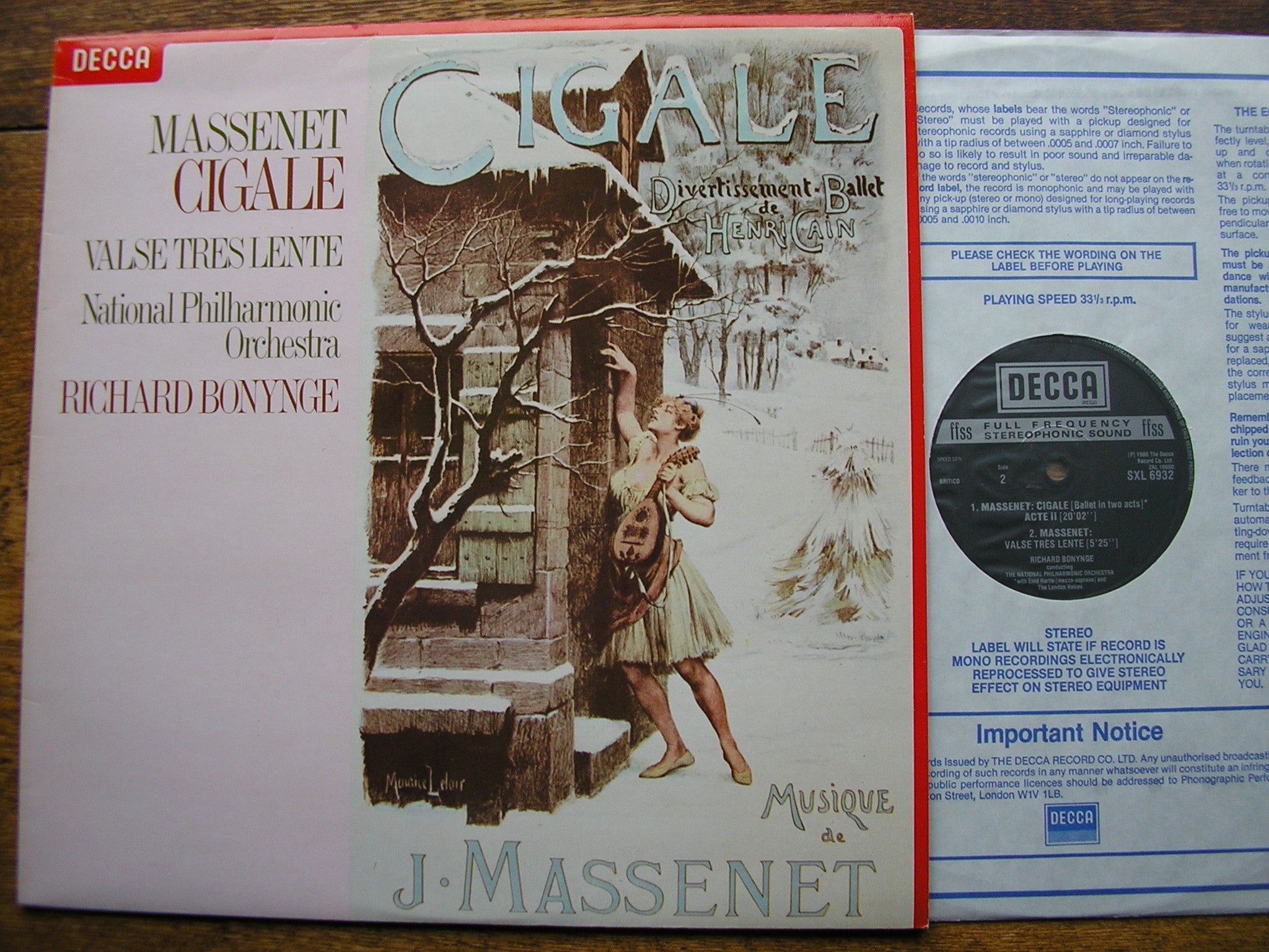 MASSENET: CIGALE / VALSE LENTE        BONYNGE / NATIONAL PHILHARMONIC    SXL 6932