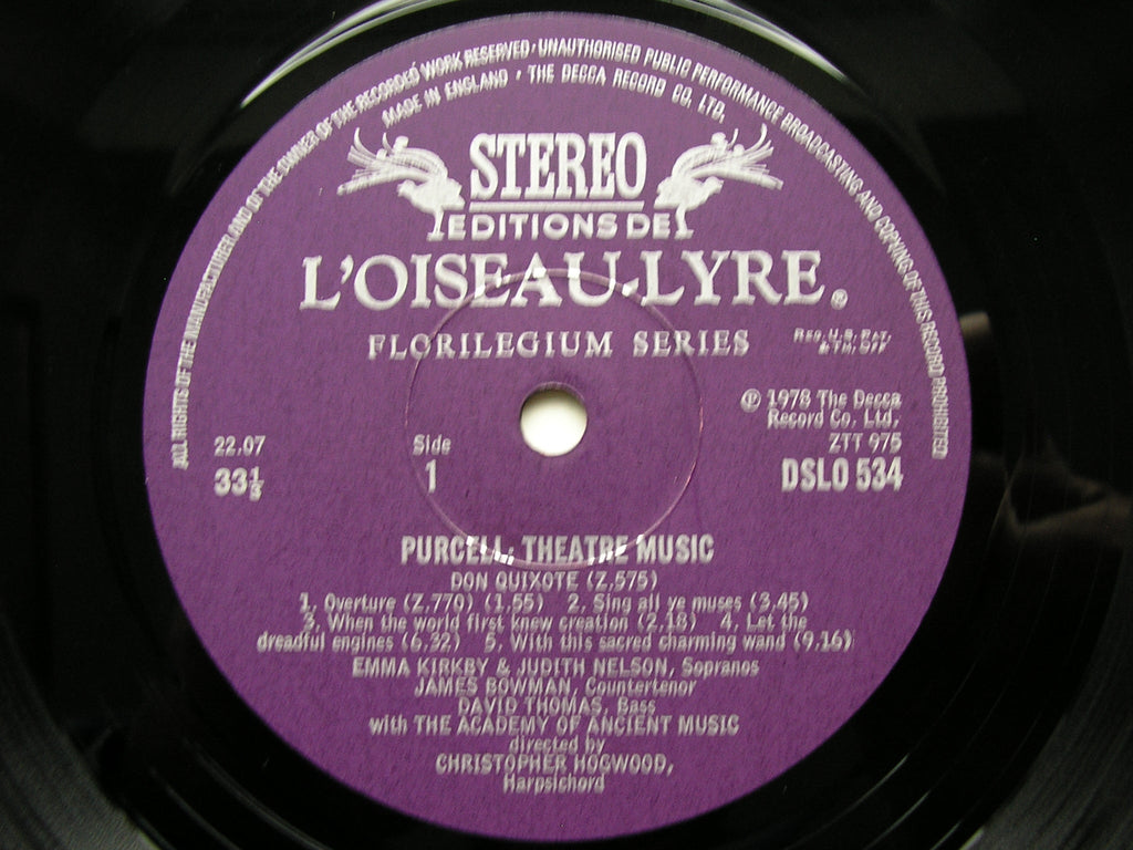 PURCELL: MUSIC FOR THE THEATRE  Volume 3      ACADEMY OF ANCIENT MUSIC / HOGWOOD     DSLO 534