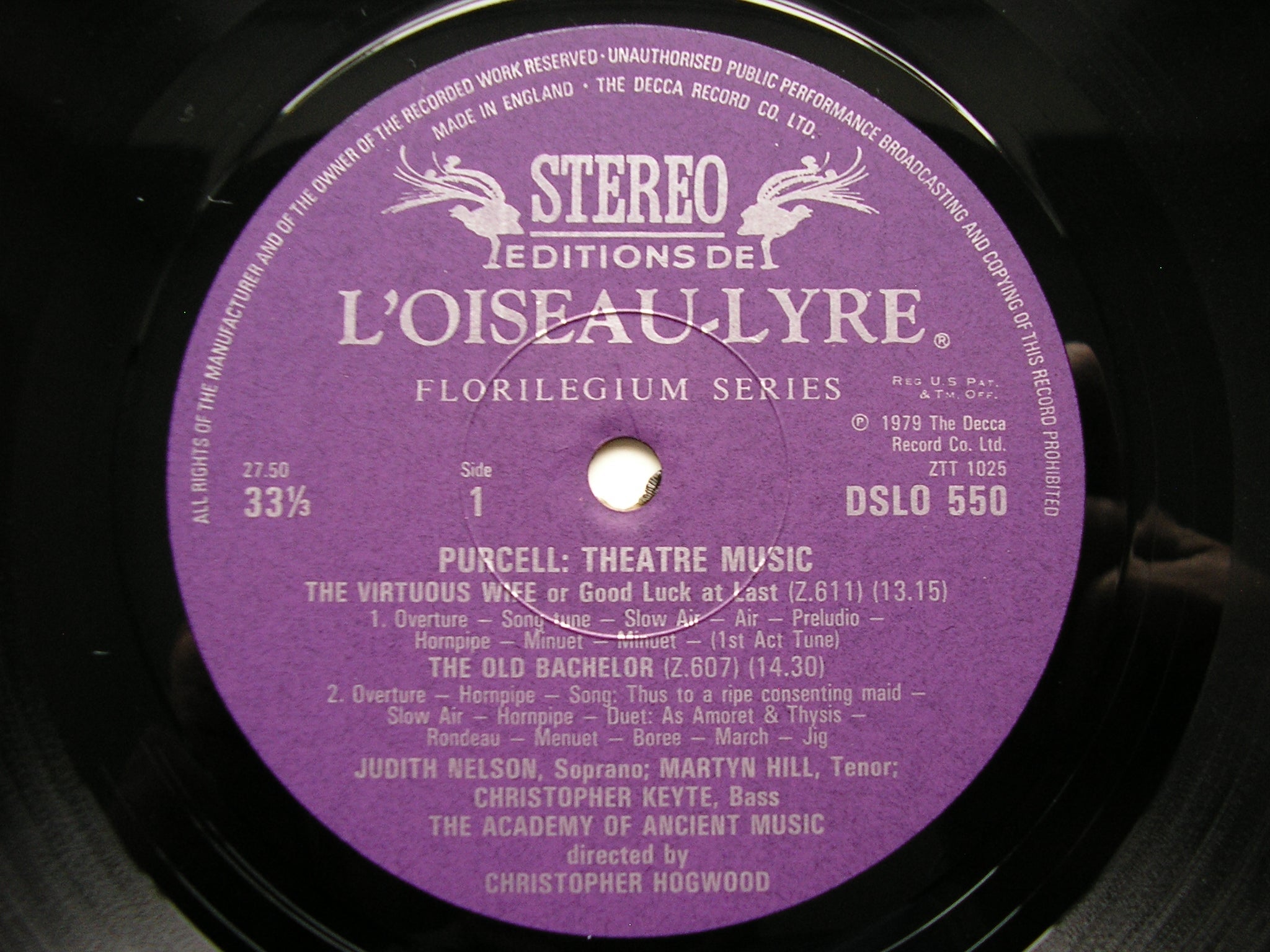 PURCELL: MUSIC FOR THE THEATRE  Volume 1   ACADEMY OF ANCIENT MUSIC / HOGWOOD    DSLO 504