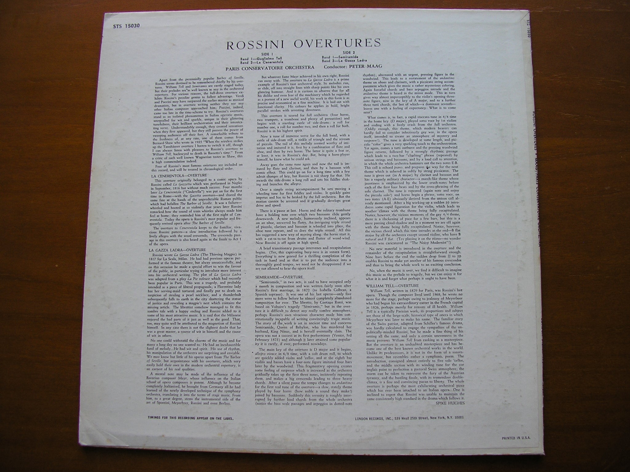 ROSSINI: FOUR OVERTURES      MAAG / PARIS CONSERVATOIRE      STS 15030