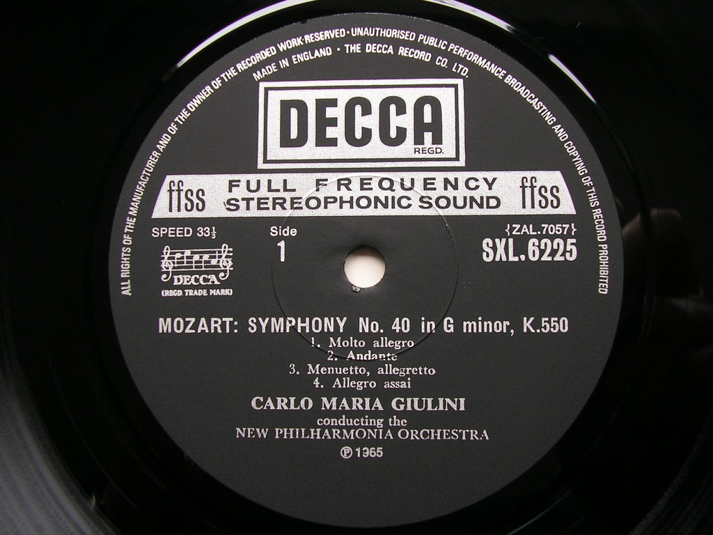 SXL 6225 MOZART: SYMPHONIES Nos. 40 & 41 GIULINI / NEW PHILHARMONIA /