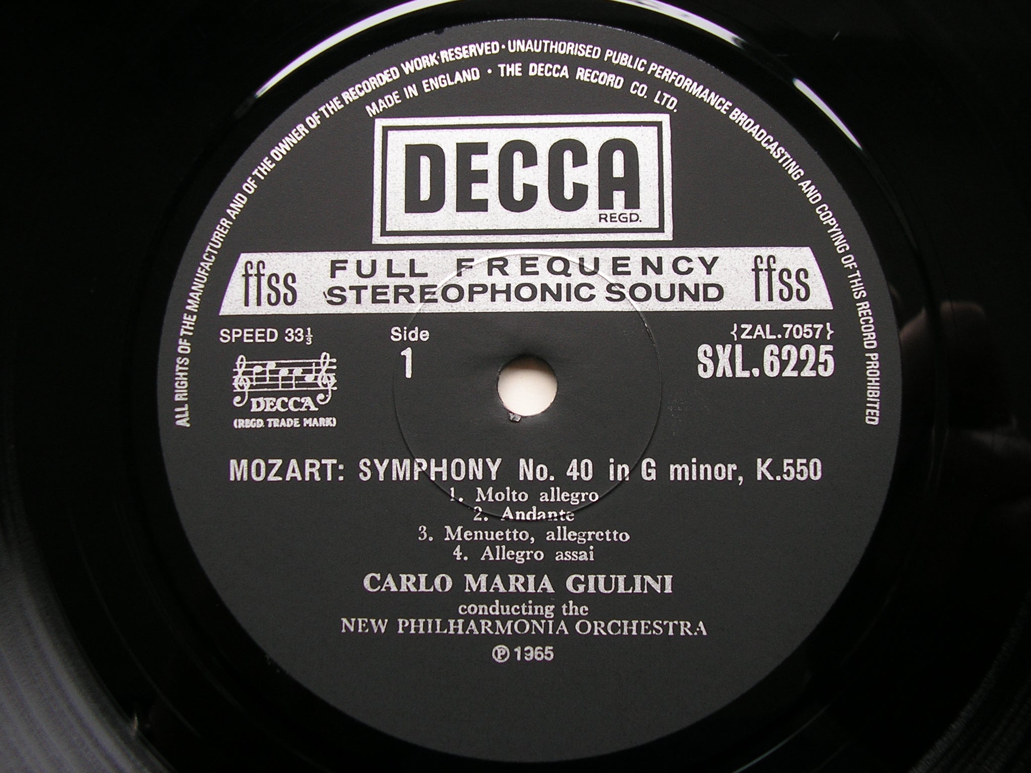 SXL 6225 MOZART: SYMPHONIES Nos. 40 & 41 GIULINI / NEW PHILHARMONIA /