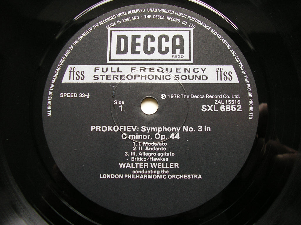 PROKOFIEV: SYMPHONY No. 3 / SCYTHIAN SUITE    WELLER / LONDON PHILHARMONIC   SXL 6852