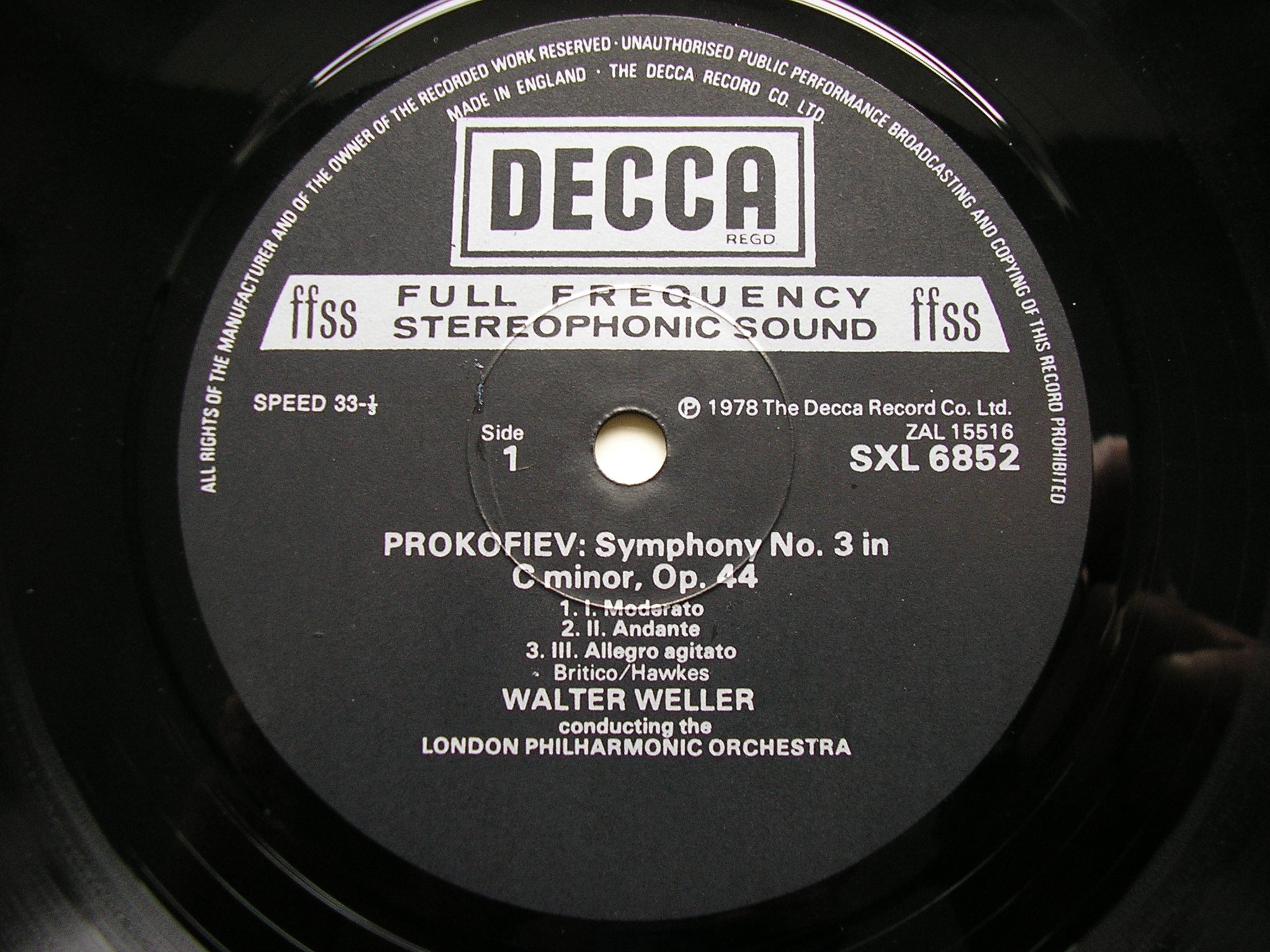 PROKOFIEV: SYMPHONY No. 3 / SCYTHIAN SUITE    WELLER / LONDON PHILHARMONIC   SXL 6852