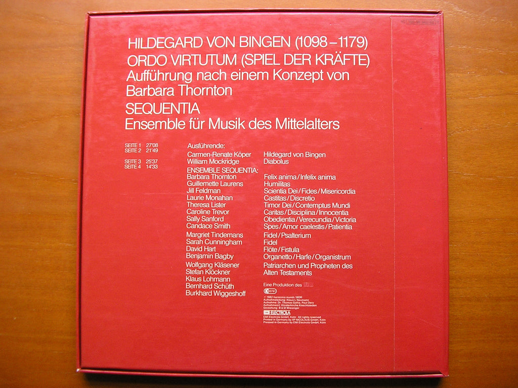 HILDEGARD VON BINGEN: ORDO VIRTUTUM      SEQUENTIA ENSEMBLE FOR MUSIC OF THE MIDDLE AGES     2LP     99 942/3