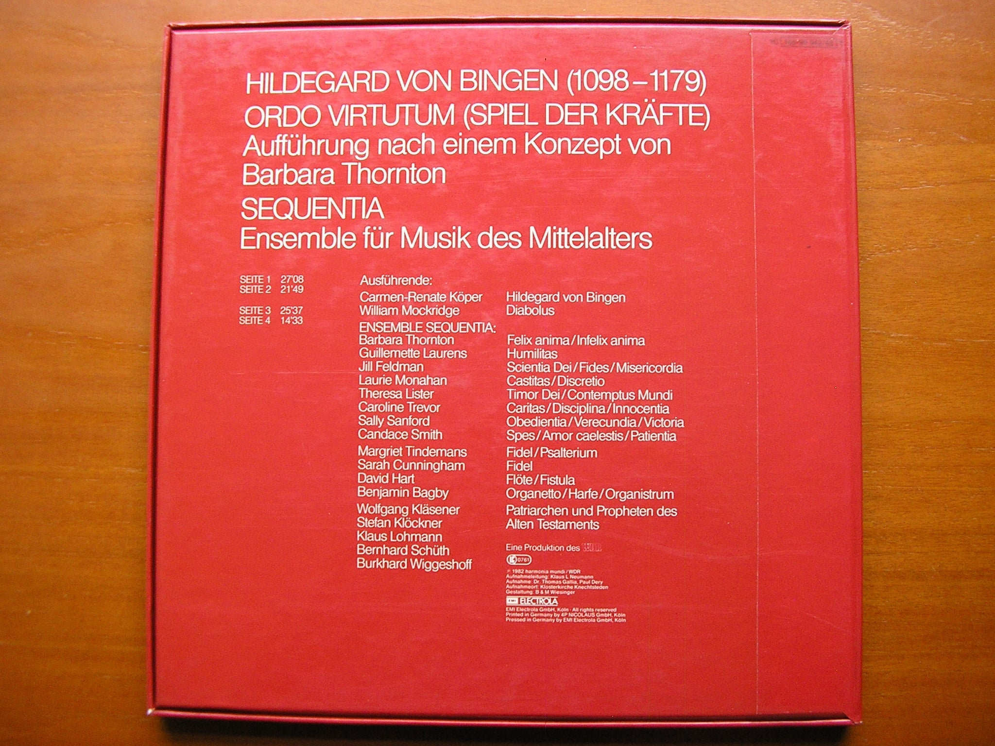HILDEGARD VON BINGEN: ORDO VIRTUTUM      SEQUENTIA ENSEMBLE FOR MUSIC OF THE MIDDLE AGES     2LP     99 942/3