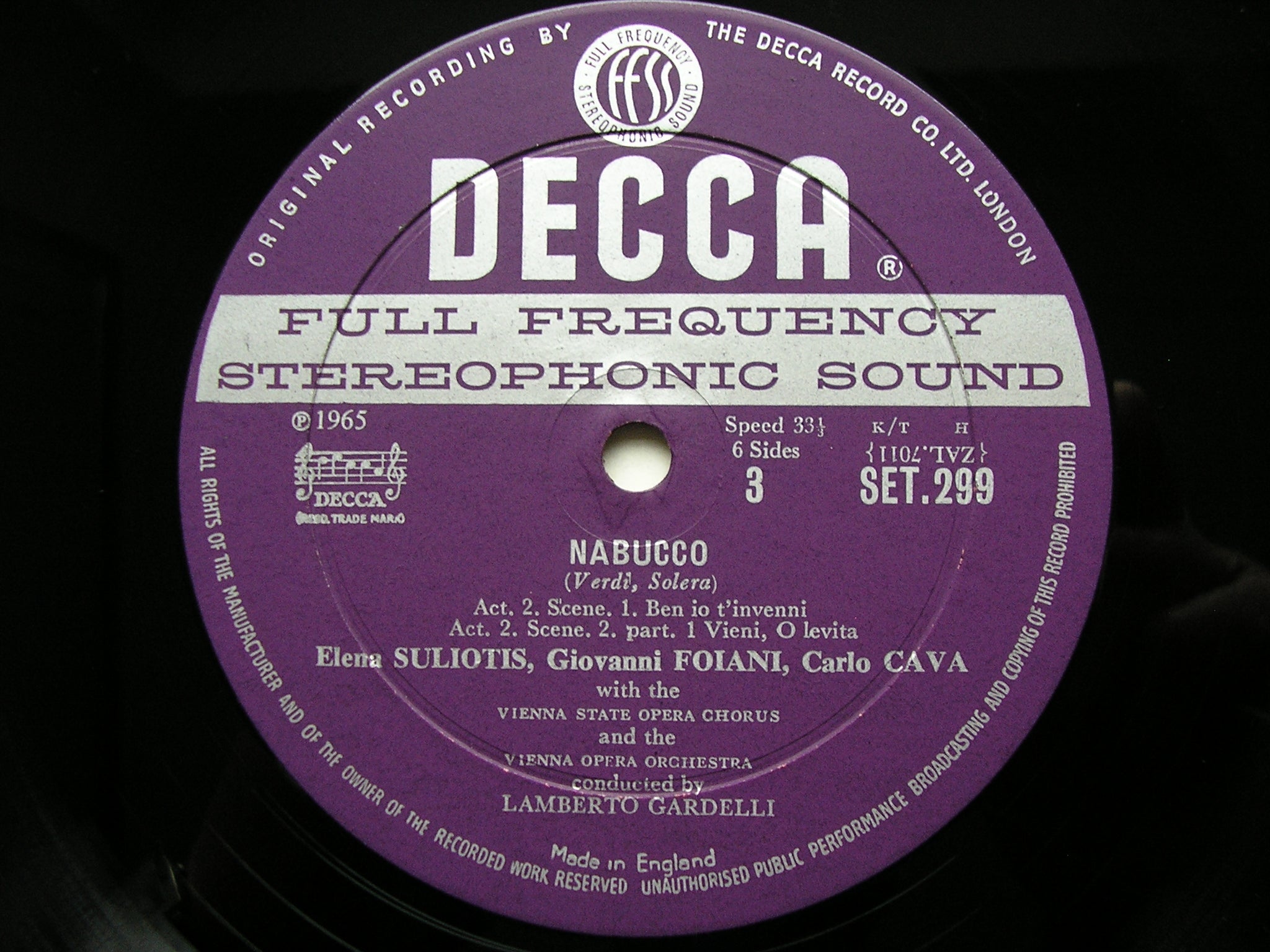 VERDI: NABUCCO -  GOBBI / SULIOTIS / CAVA / PREVIDI / VIENNA OPERA / LAMBERTO GARDELLI    SET 298 - 300